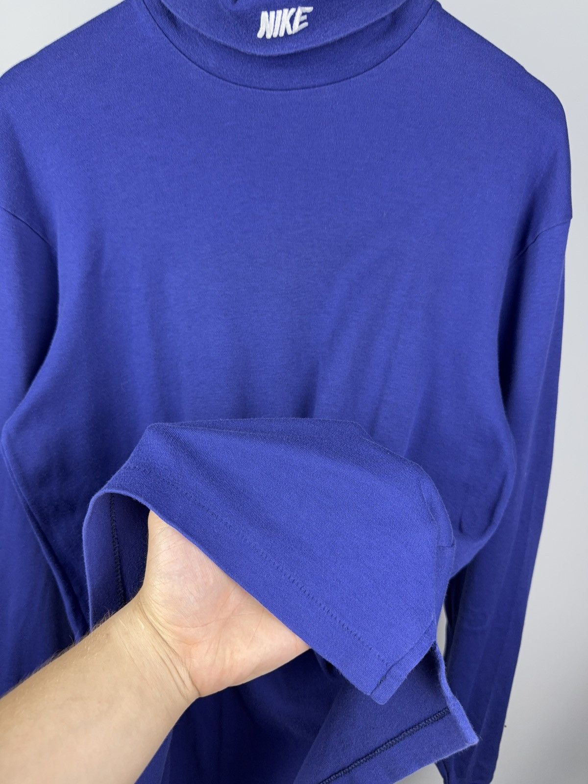 Nike × Vintage Vintage Nike Turtleneck Mock Neck Long Sleeve Blue L Size US L / EU 52-54 / 3 - 3 Thumbnail