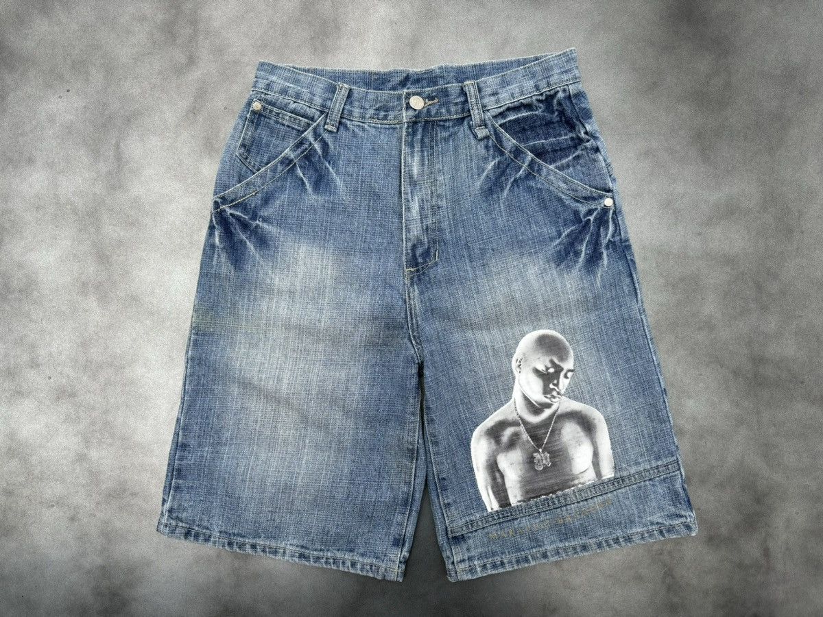 JNCO × Makaveli × Vintage Vintage Tupac Jean Shorts Makaveli Jorts Baggy Loose 90s Size US 29 - 7 Thumbnail