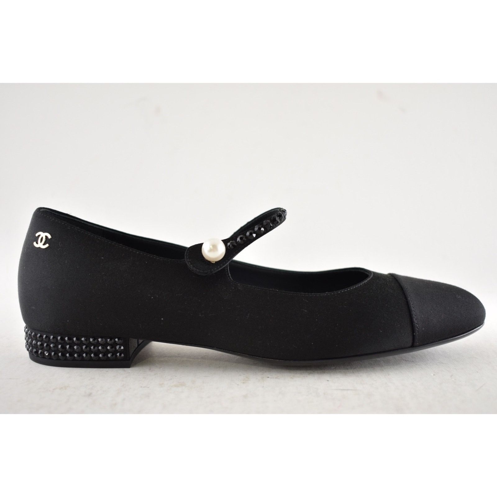 Chanel Chanel 24B Black Crystal CC Mary Jane Ballerina Flat 37 Size US 7 / IT 37 - 2 Thumbnail