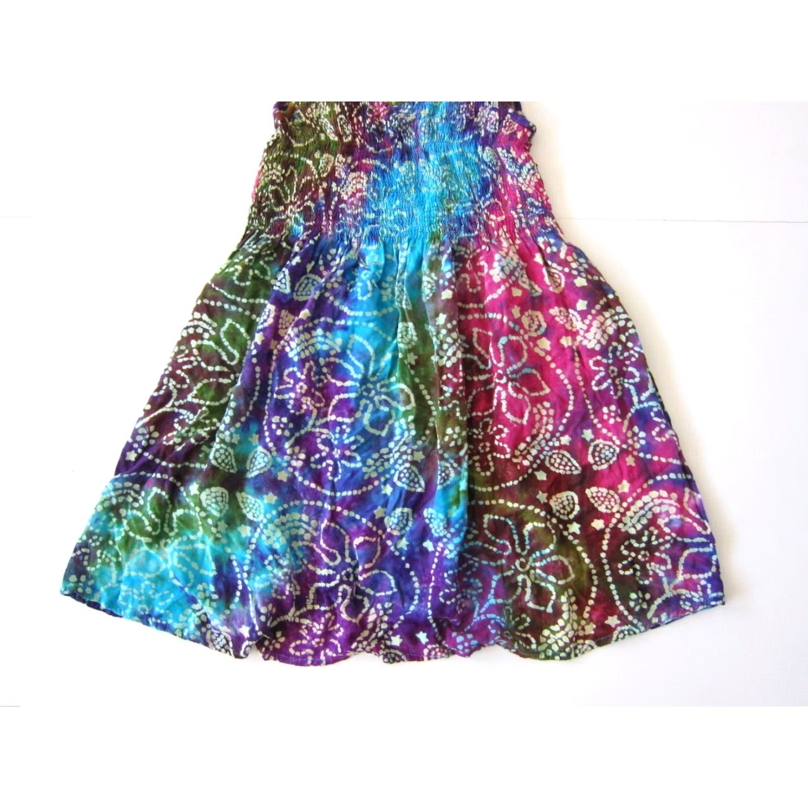 Vintage VINTAGE Noelle Dress Tank Sun Dress Sleeveless 100% Rayon Floral Tie Dye Green Blue Purple Small Womens Size S / US 4 / IT 40 - 6 Thumbnail