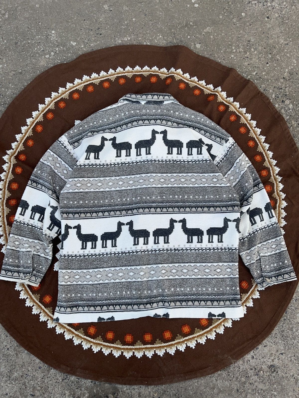 Native × Vintage Vintage 80s Tribal Alpaca Llama Overshirt Andean Style Size US XL / EU 56 / 4 - 2 Thumbnail