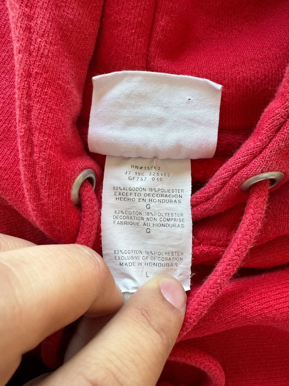 Champion × Vintage Vintage Champion Reverse Weave Heavyweight Blank Red Hoodie Size L / US 10 / IT 46 - 4 Thumbnail