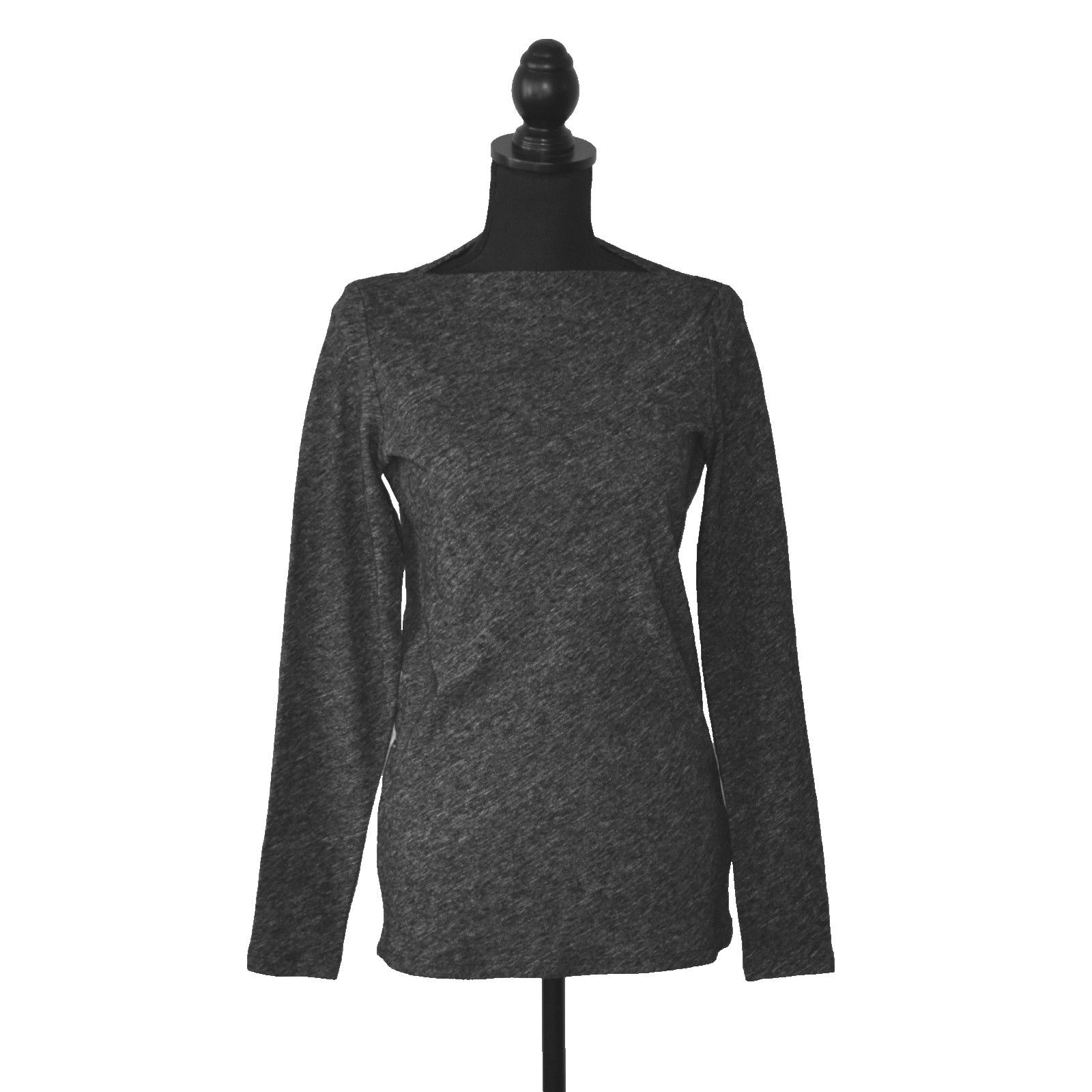 Eileen Fisher EILEEN FISHER Charcoal Cotton & Wool Boat Neck Sweater Sz XS Size XS / US 0-2 / IT 36-38 - 1 Thumbnail