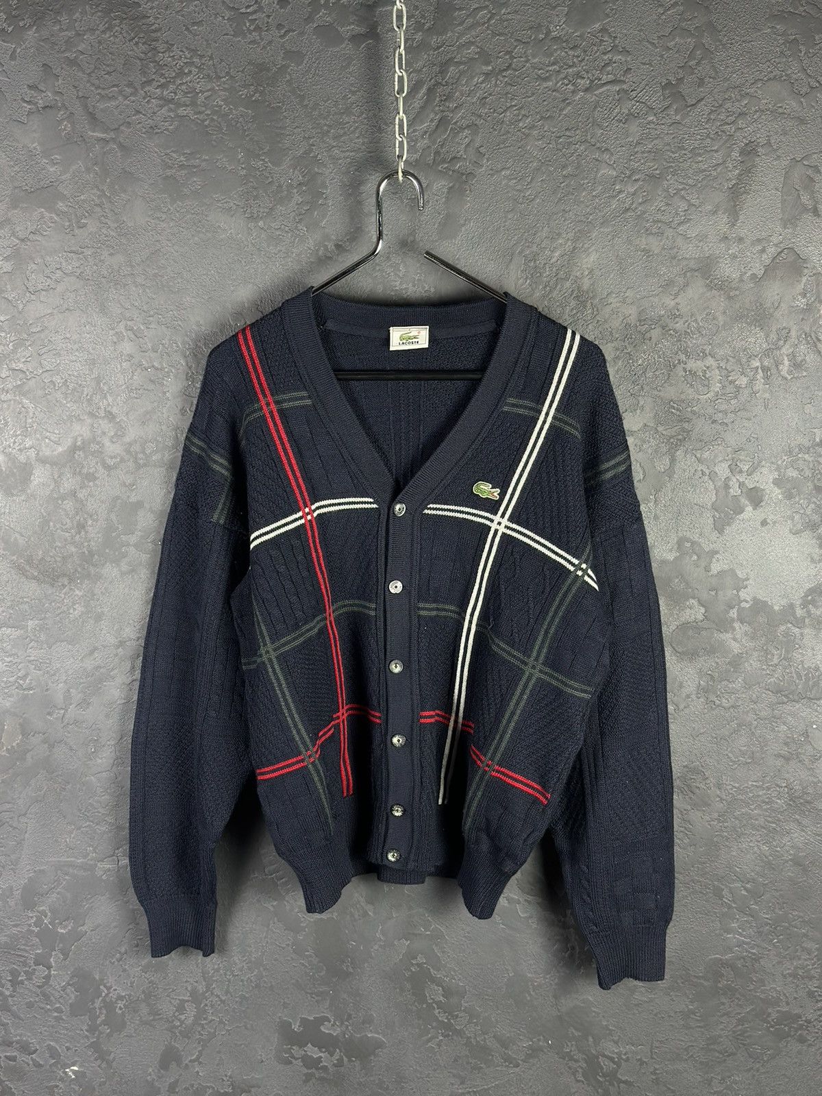 Lacoste × Vintage Vintage 90s Lacoste Knit Cardigan Sweater Size US M / EU 48-50 / 2 - 1 Thumbnail