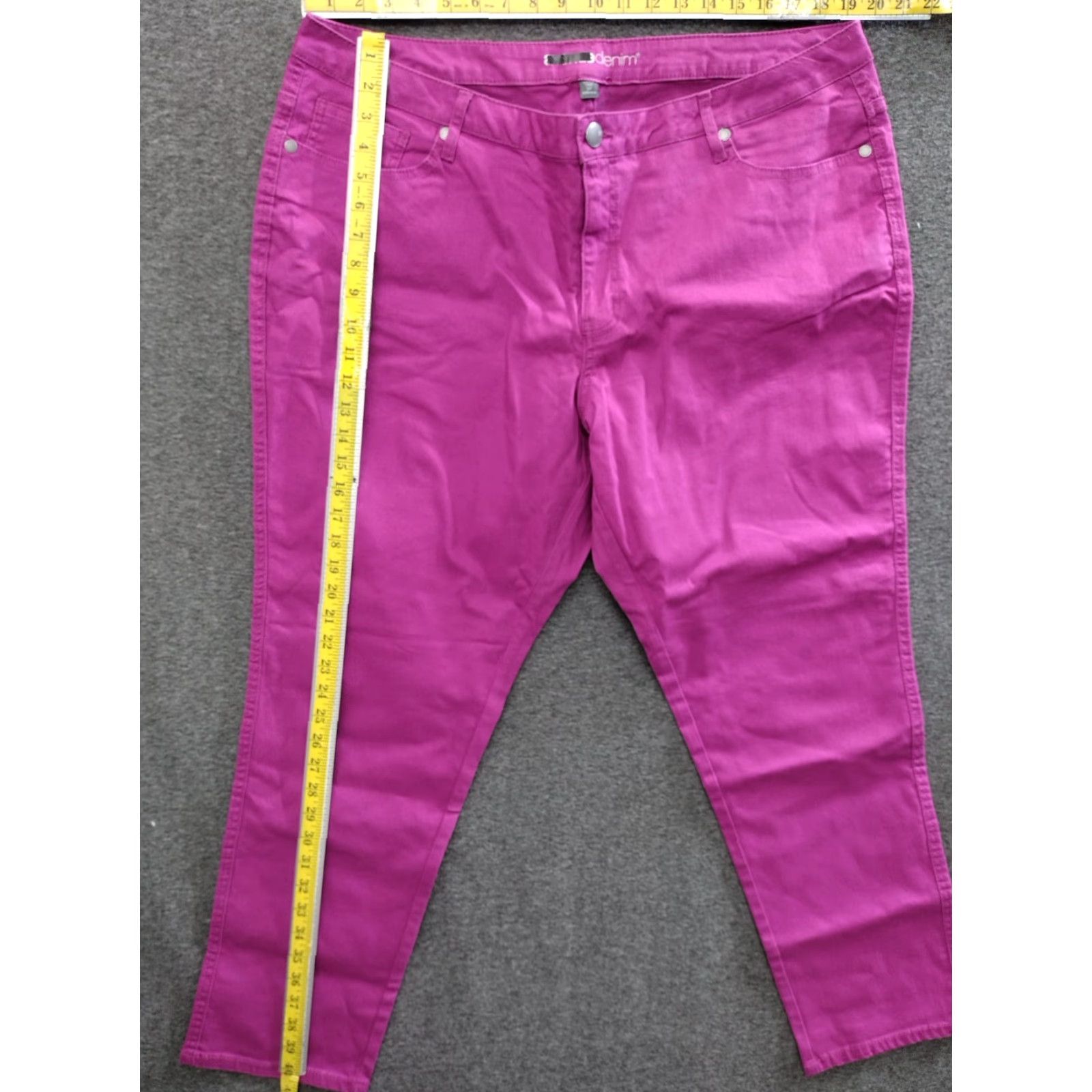 Denime Unbranded Women's Jeans Tapered Denim Pink/Purple 22 Plus Size High Rise 5-Pocket Stretch Denim Jeans Womens Size 40" / US 18 - 4 Thumbnail