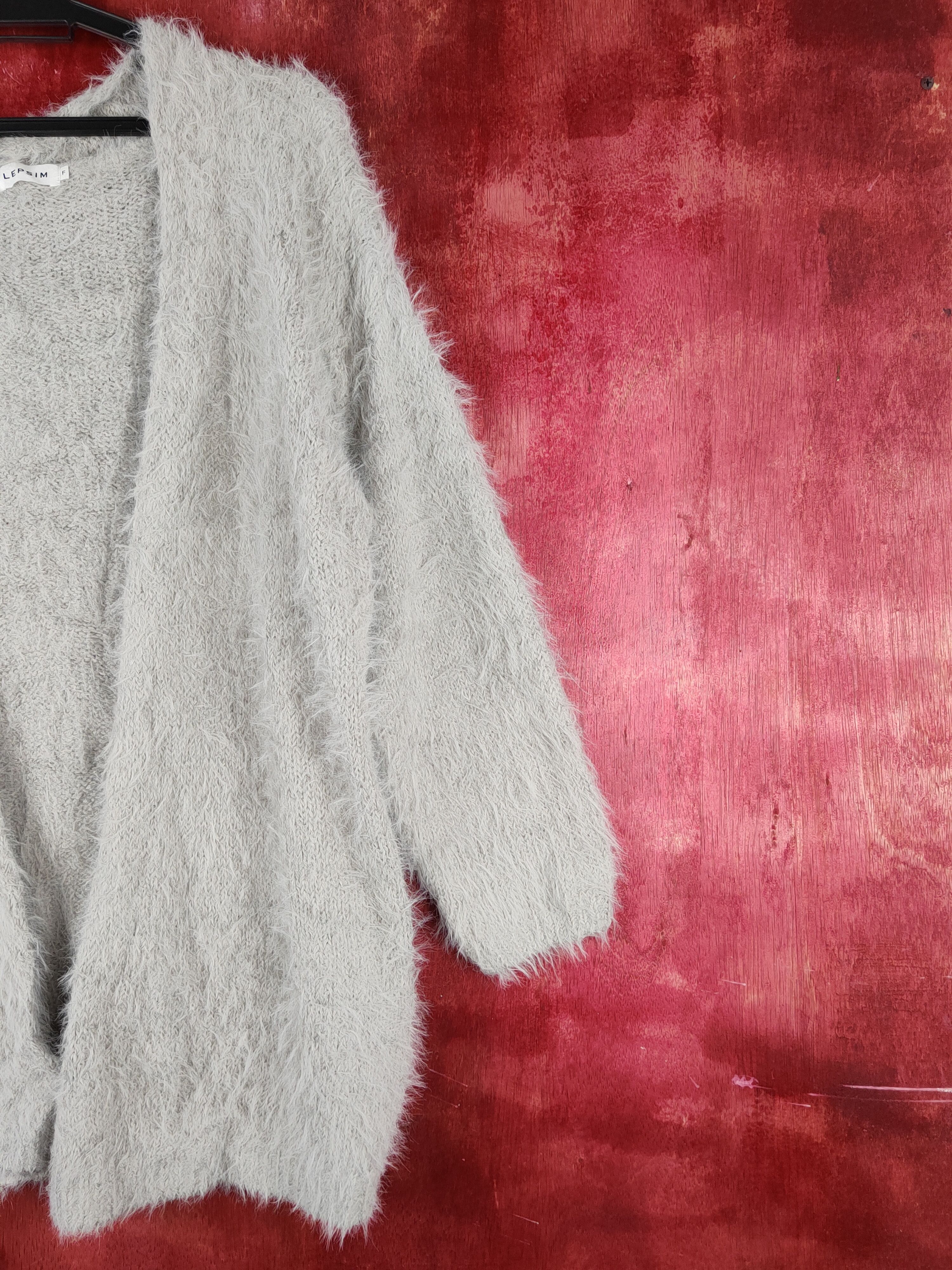 Vintage Lepsim Gray Shag Shaggy Fur Mohair Knitwear Cardigan #S1942 Size M / US 6-8 / IT 42-44 - 5 Thumbnail