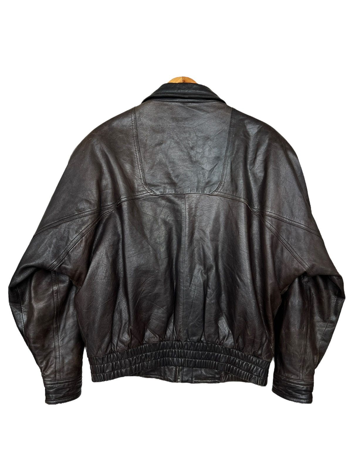 Vintage Vintage 90s Robert Dark Brown Bomber Leather Jacket Size US L / EU 52-54 / 3 - 2 Thumbnail