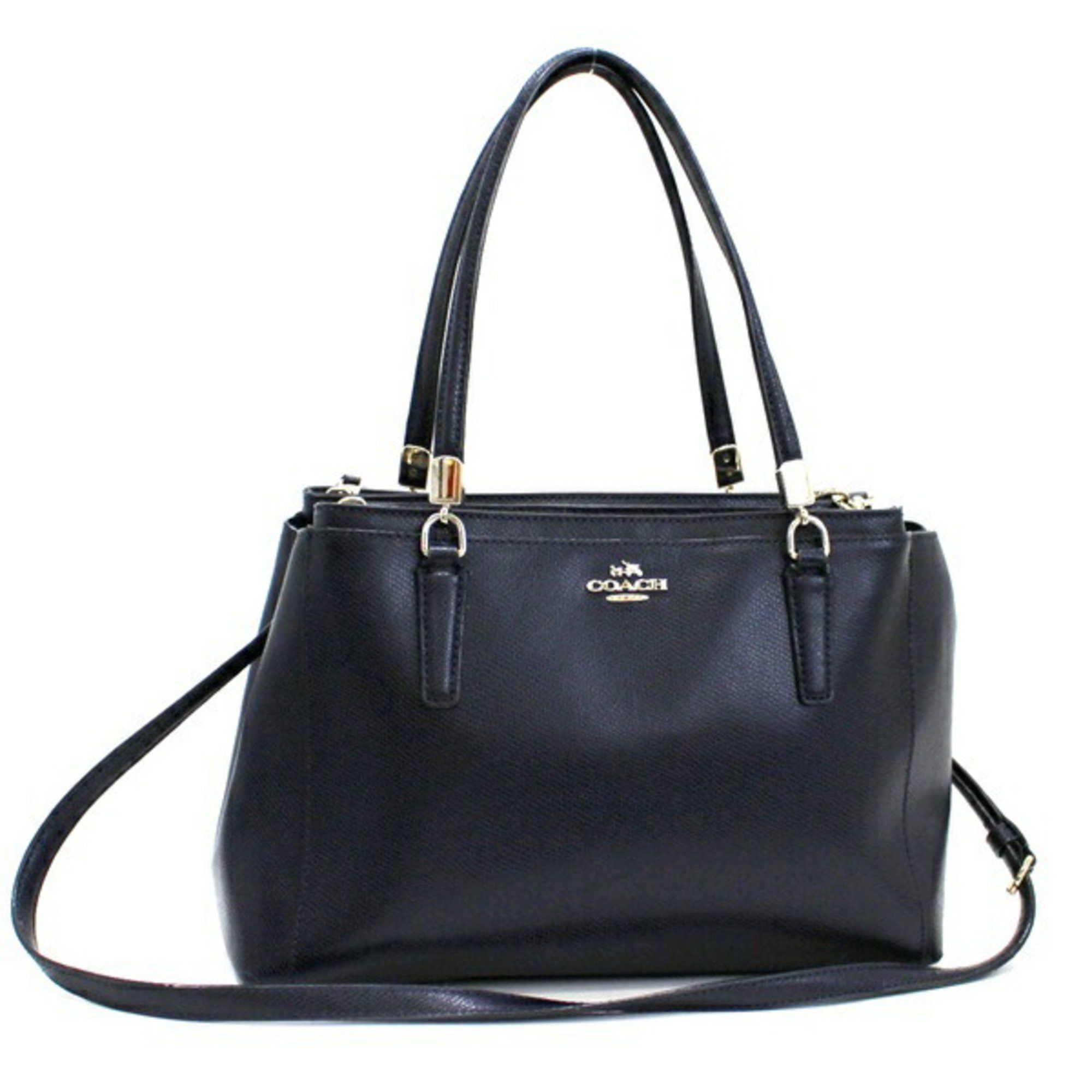 image of Coach Shoulder Bag Tote Leather Navy F36637 Coach Ladies, Women's