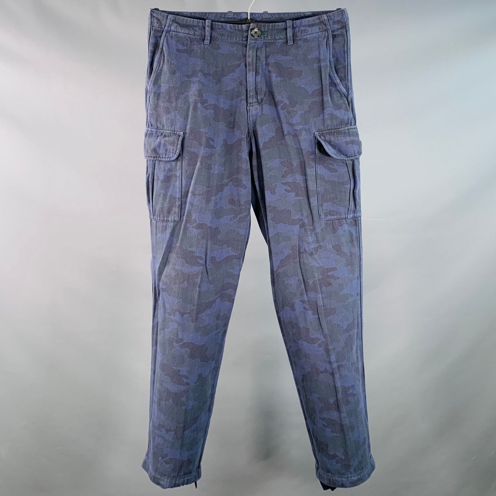 Paul Smith PS by PAUL SMITH Blue Grey Camouflage Cargo Zip Fly Pants Size US 30 / EU 46 - 1 Thumbnail
