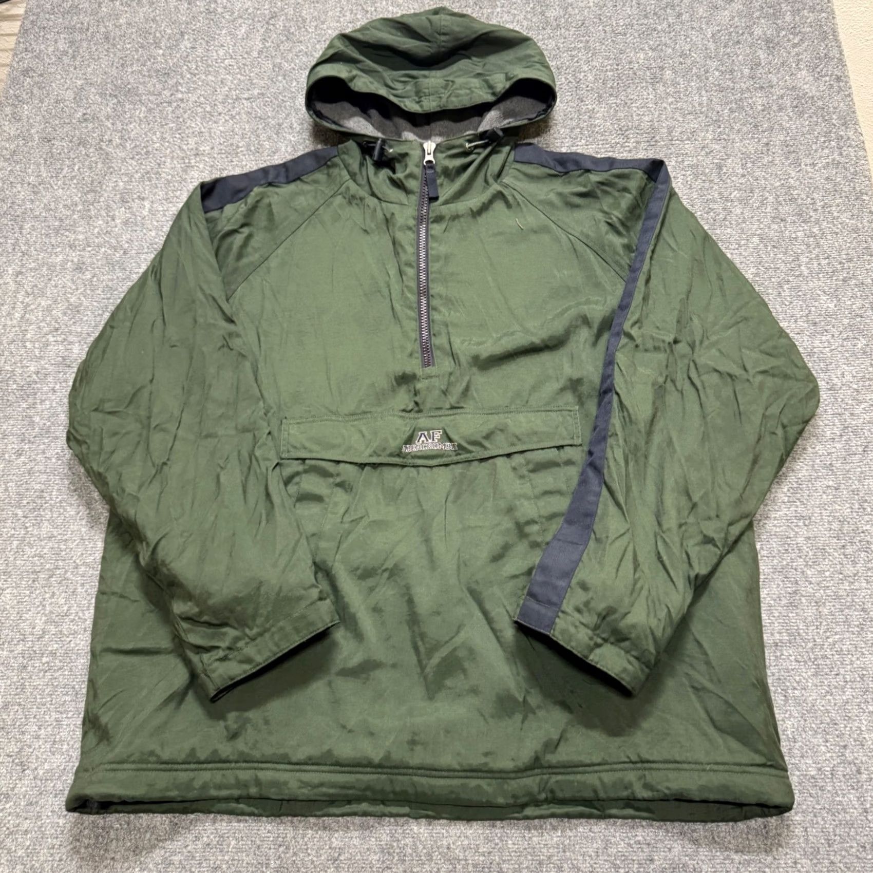 Vintage VTG Ambercrombie & Fitch Jacket Men XL Green Blue Striped 1/4 Zip A-tech Windbreaker Nylon Green Mens XL Shirt Size US XL / EU 56 / 4 - 5 Thumbnail