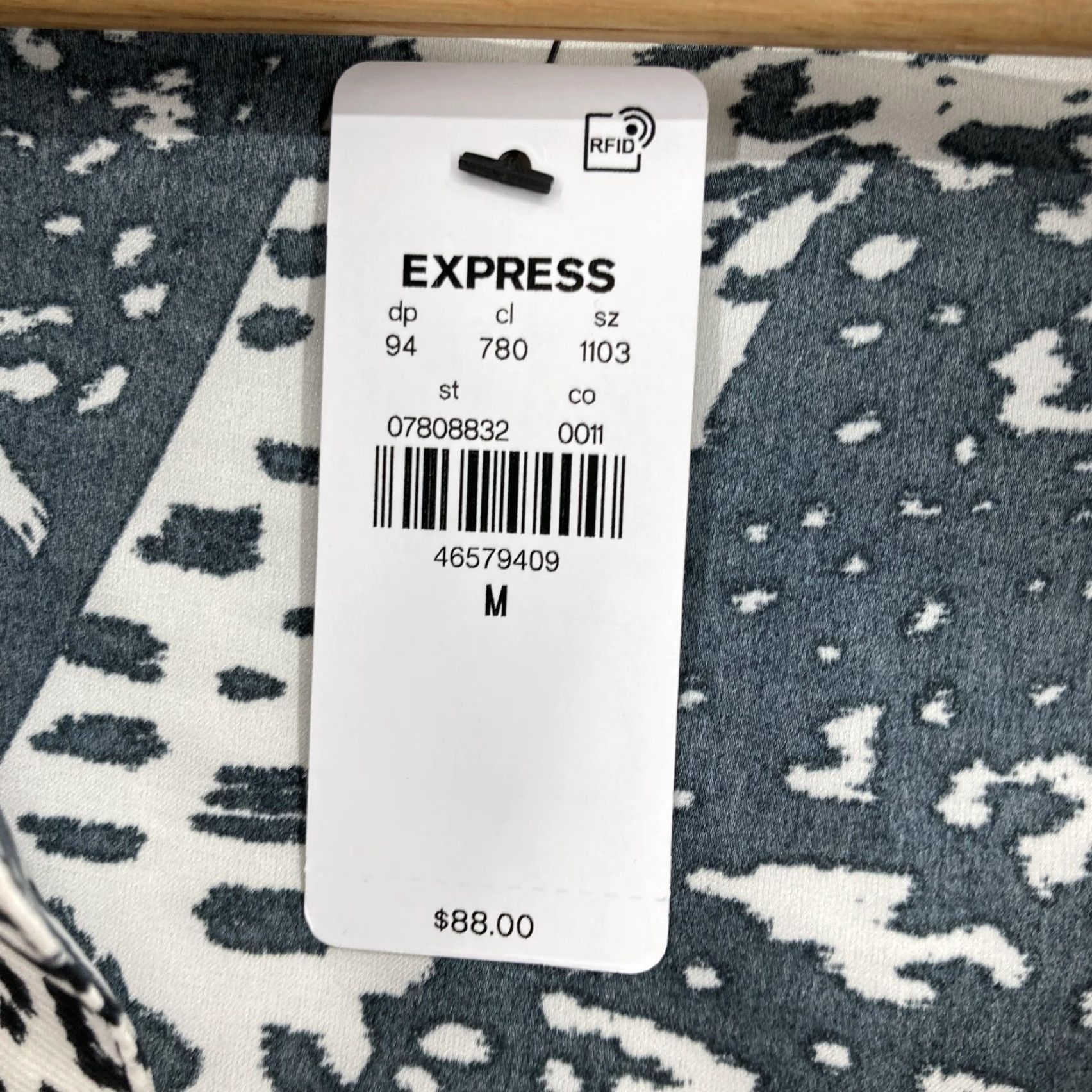 Express Express Portofino Shirt Dress Womens M Black White Abstract Print Button Up Shirt Dress Size M / US 6-8 / IT 42-44 - 3 Thumbnail