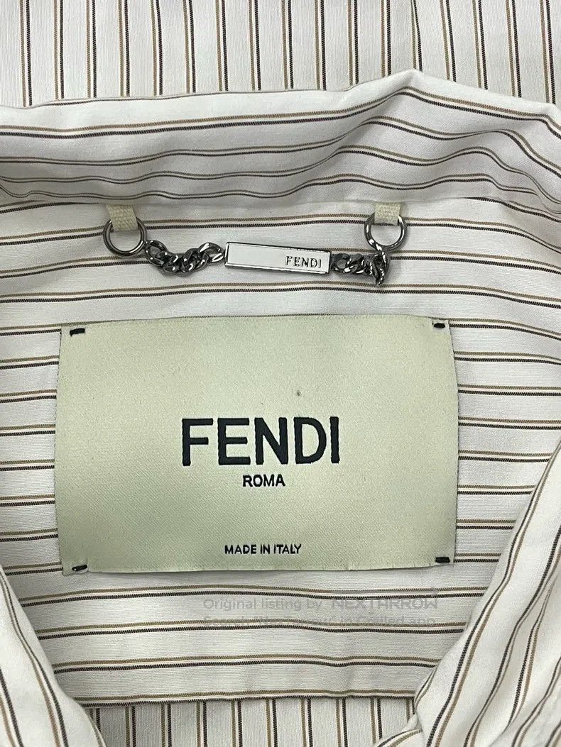 Fendi Fendi 25 Model White Striped Shirt Windbreaker Size XXS / US 00 / IT 34 - 4 Thumbnail