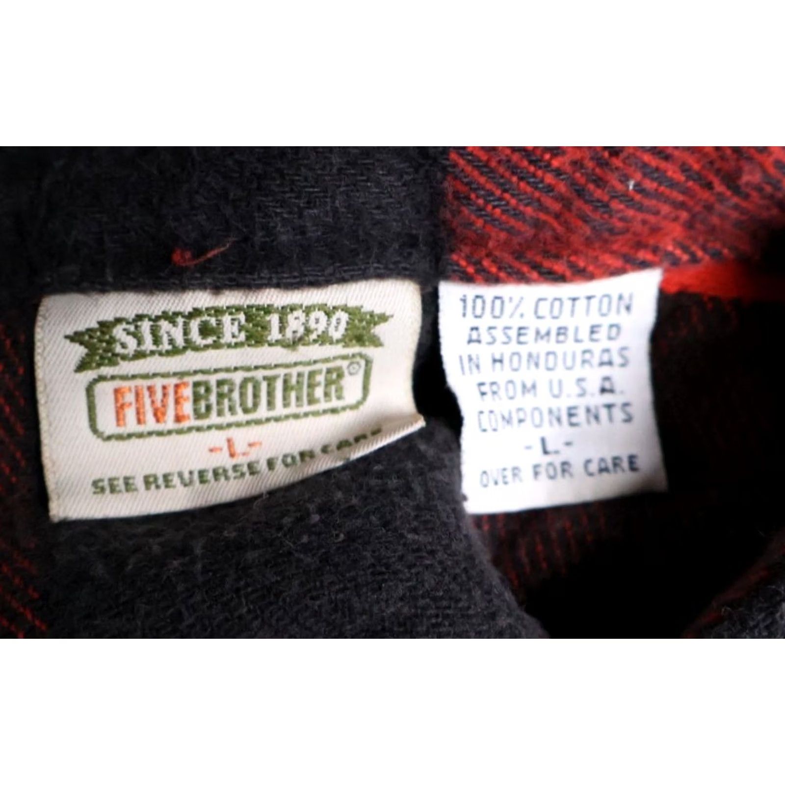 Vintage VINTAGE Five Brother Flannel Shirt Men's Large Red Black Buffalo Plaid Workwear Size US L / EU 52-54 / 3 - 3 Thumbnail