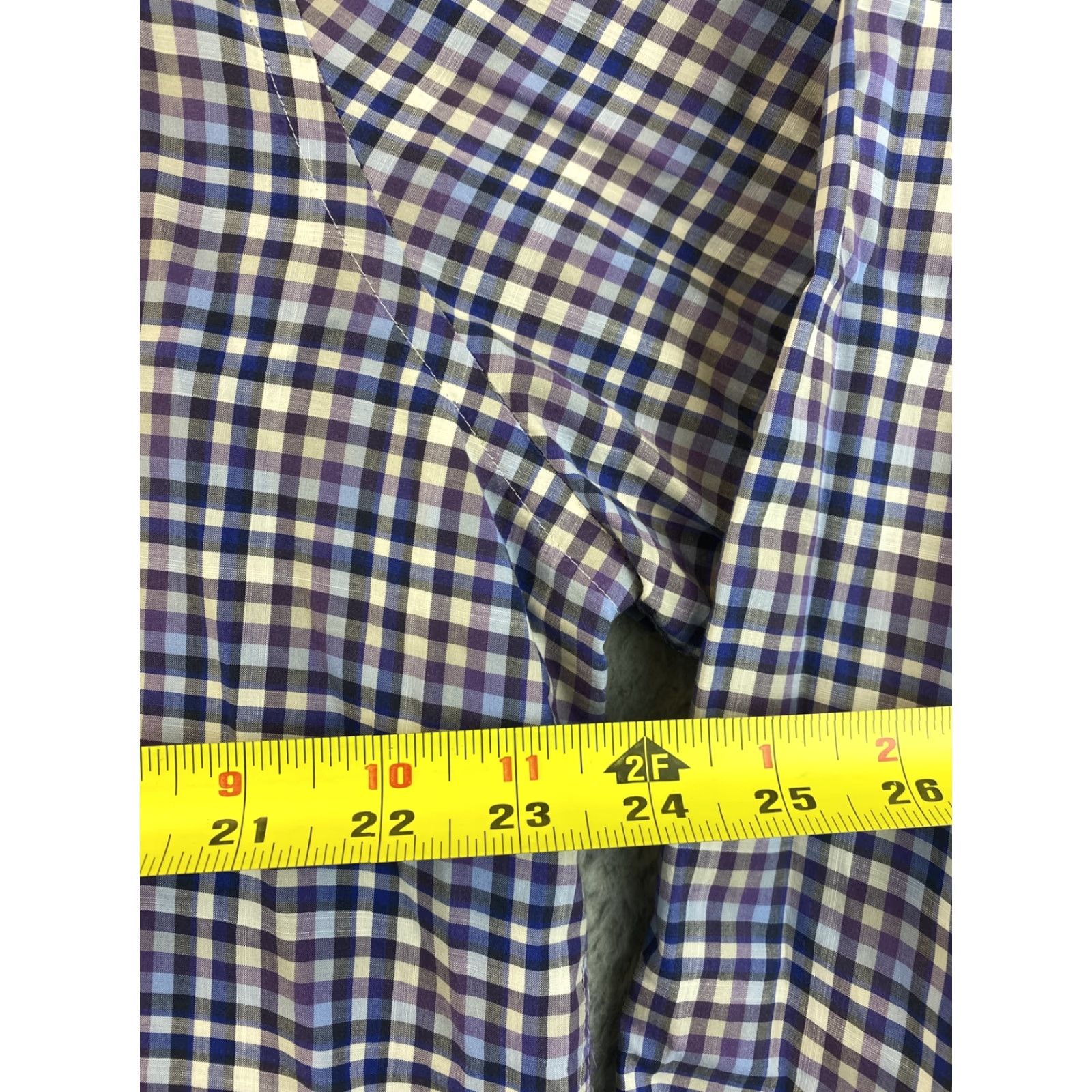 Peter Millar Peter Millar Button-Up Shirt Mens XL Purple Checkered Dress Shirt / 79-13 Size 46R - 6 Thumbnail