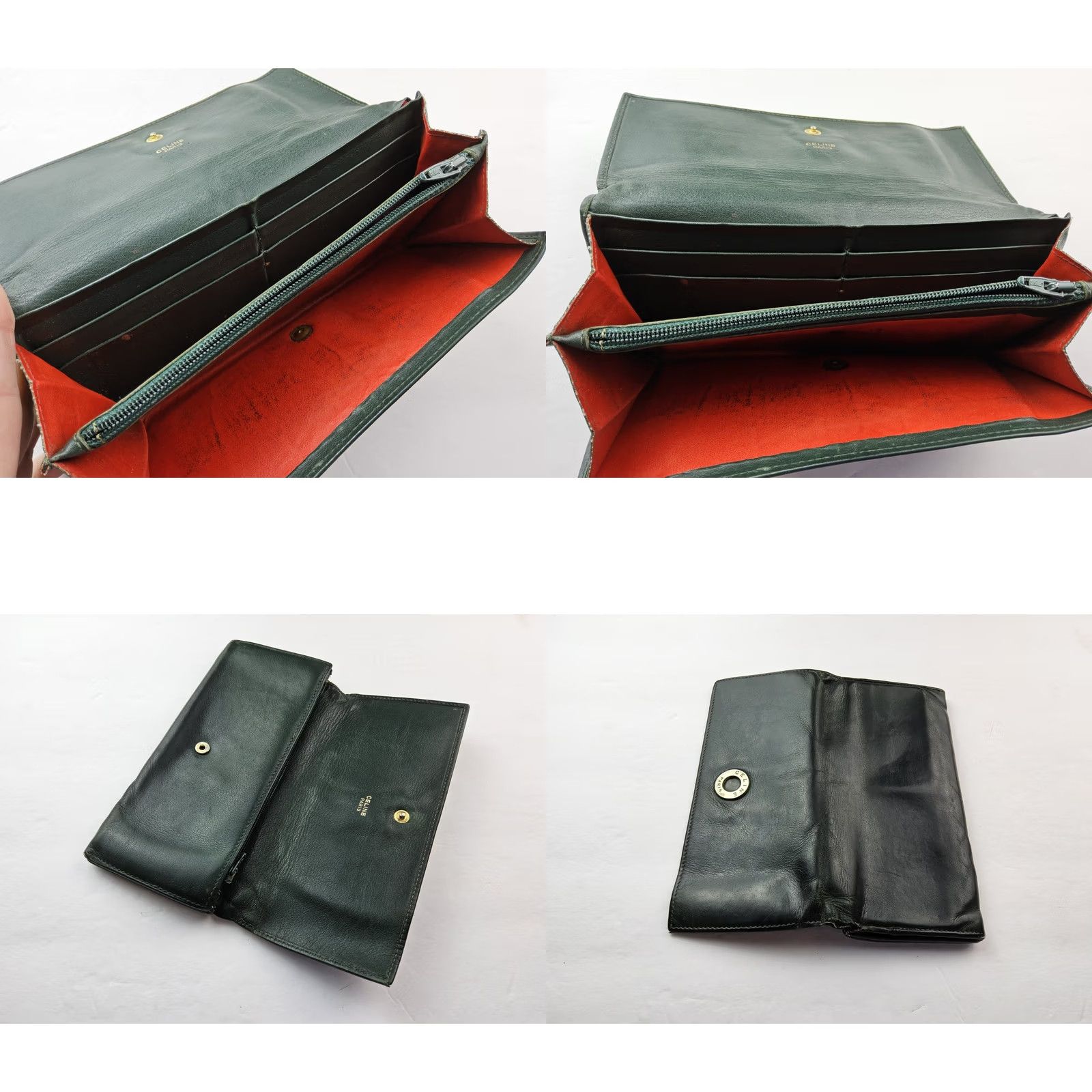 Celine CELINE Leather Accordion Wallet - Green - 7.25x3.5" - Womens - Pre-Owned Size ONE SIZE - 8 Thumbnail