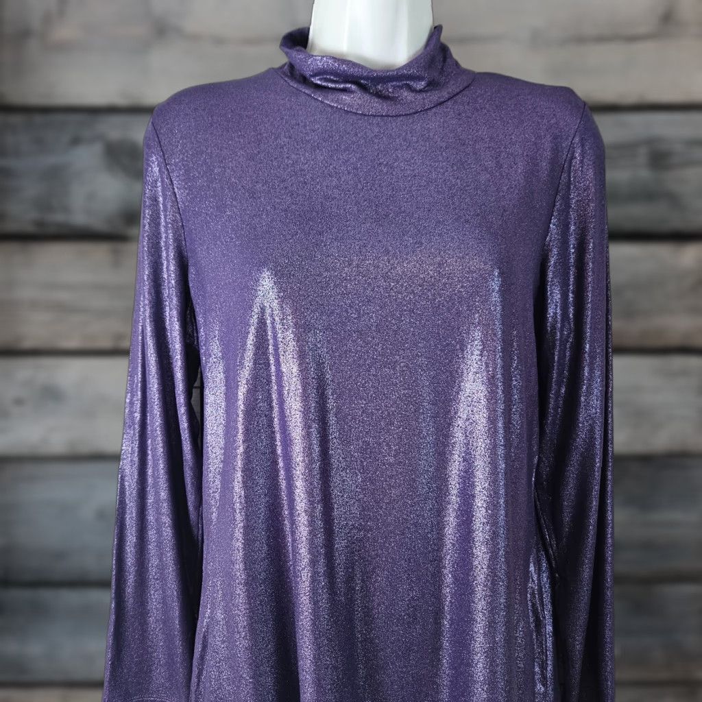 Vintage Chicos Womens Top Blouse Shirt Purple Long Sleeve Mock Neck Sz Medium (M) Size M / US 6-8 / IT 42-44 - 1 Thumbnail