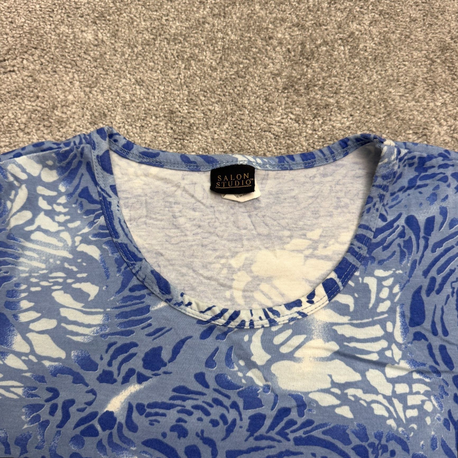Vintage Salon Studio T-Shirt Womens Blue Animal Print Crew Neck Short Sleeve Regular Fit L Size L / US 10 / IT 46 - 3 Thumbnail