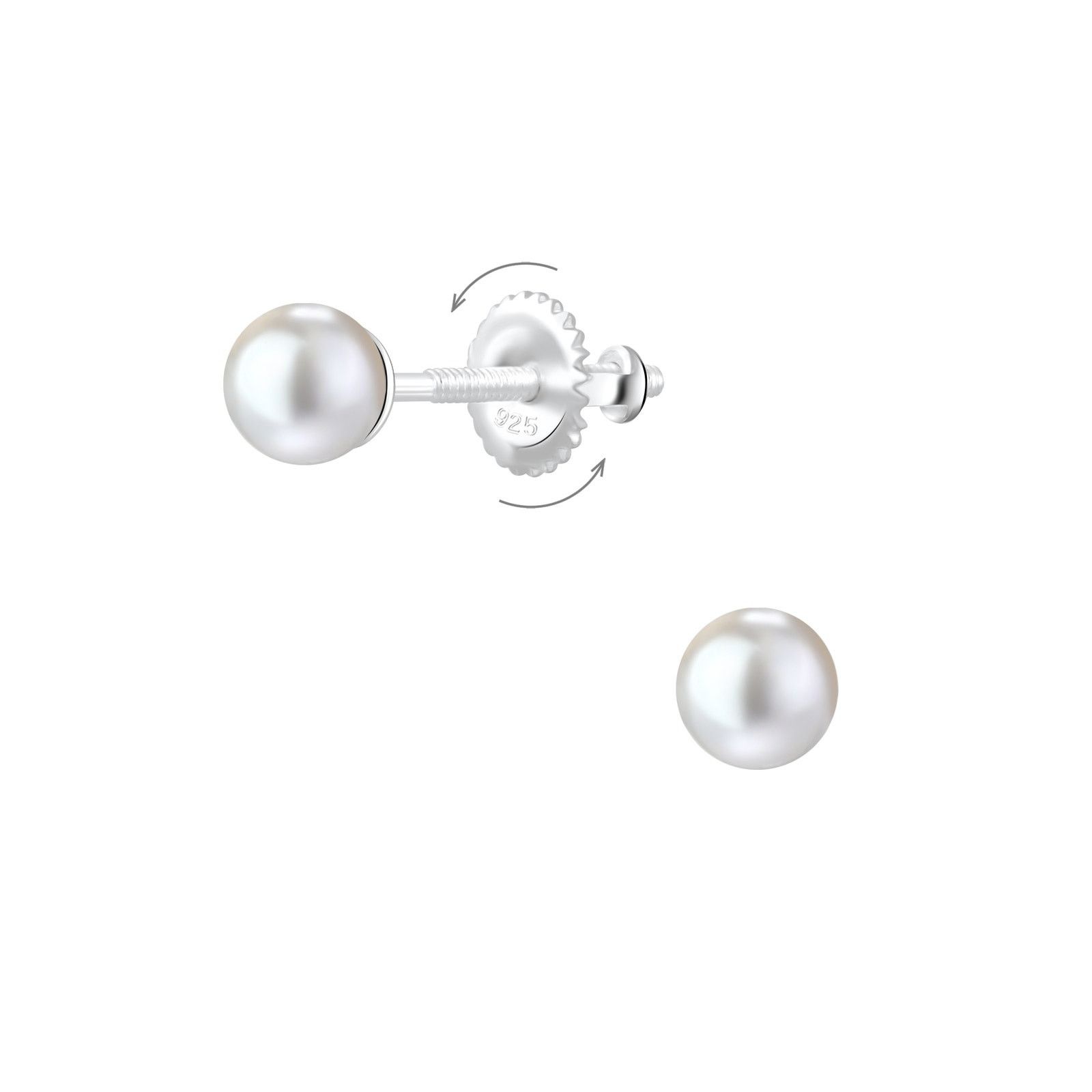 & Other Stories Silver Pearl Screw Back Earrings 4mm Size ONE SIZE - 1 Preview