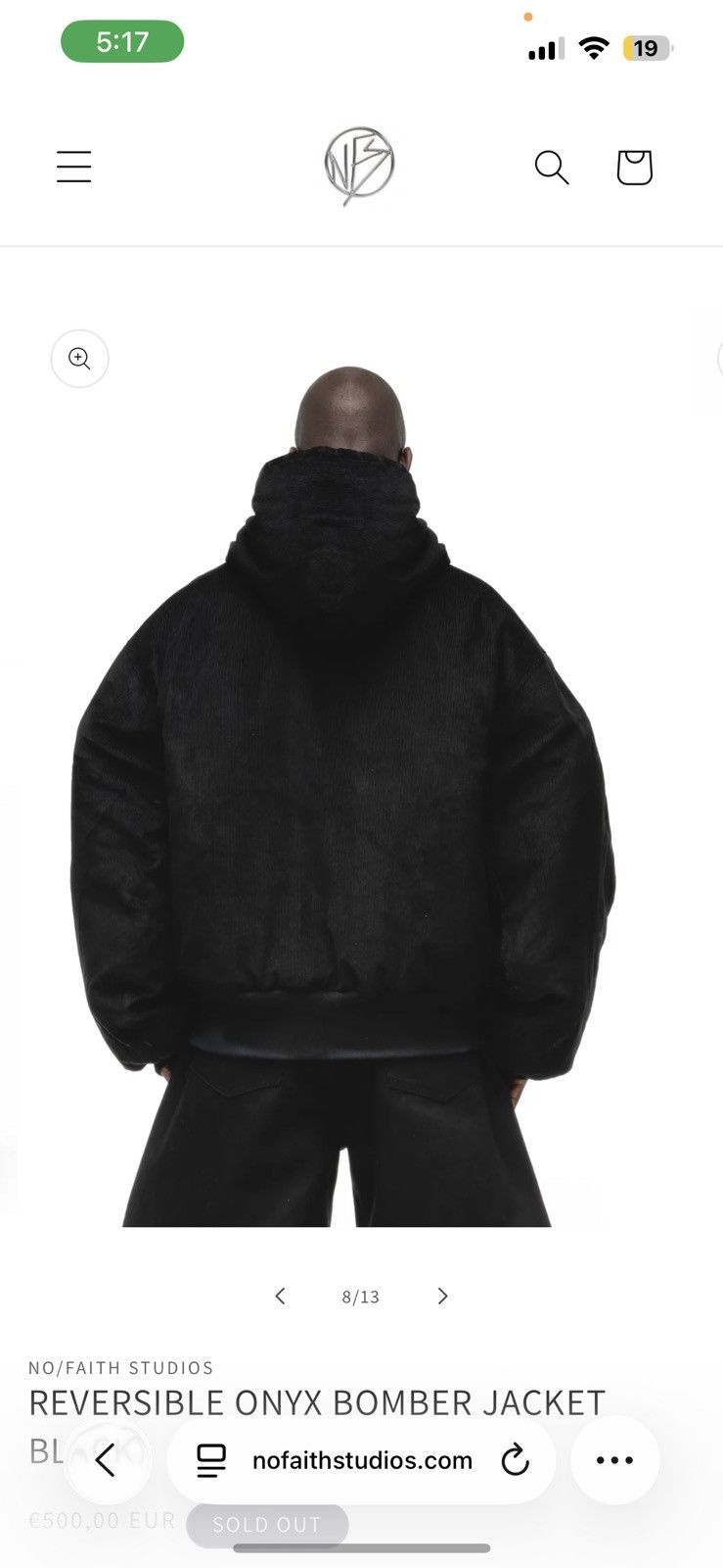 No Faith Studios NO/FAITH STUDIOS REVERSIBLE ONYX BOMBER JACKET Size US XL / EU 56 / 4 - 8 Thumbnail