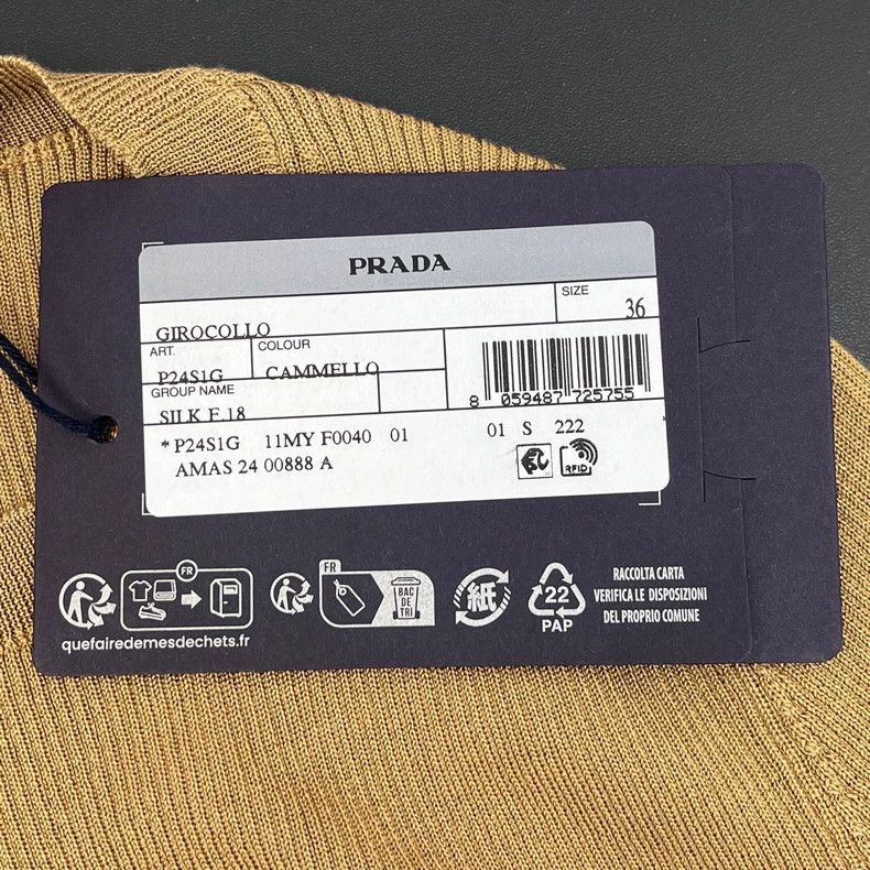 Prada Prada Size 36 Khaki letter logo elastic knitwear 2502-Next Size US XS / EU 42 / 0 - 8 Thumbnail