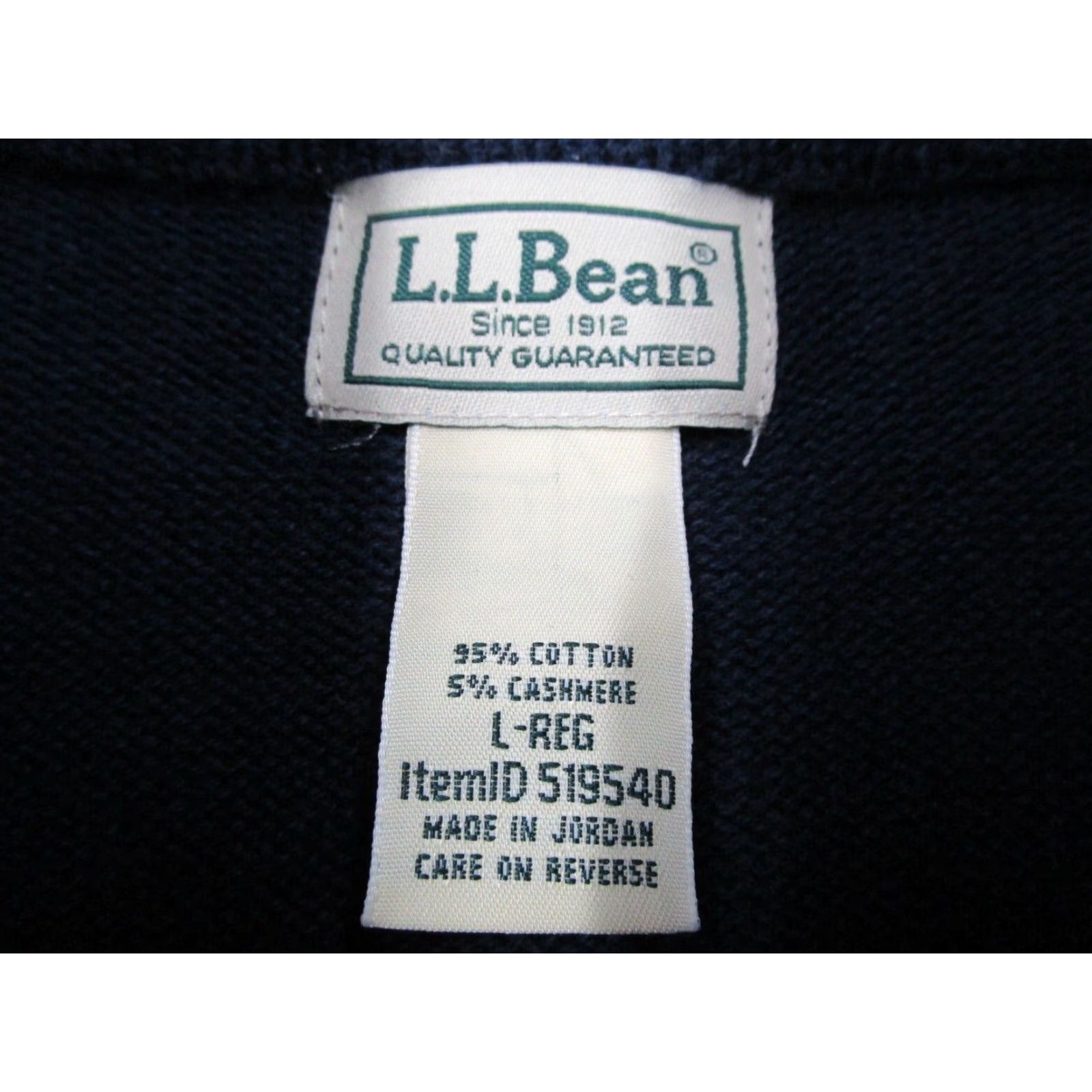 Vintage LL Bean Sweater Mens Large Blue 1/4 Zip Pullover Kangaroo Pocket Cotton Cashmere Blend Knit - Casual, Workwear, Travel - Regular Fit Mens Size US L / EU 52-54 / 3 - 3 Thumbnail