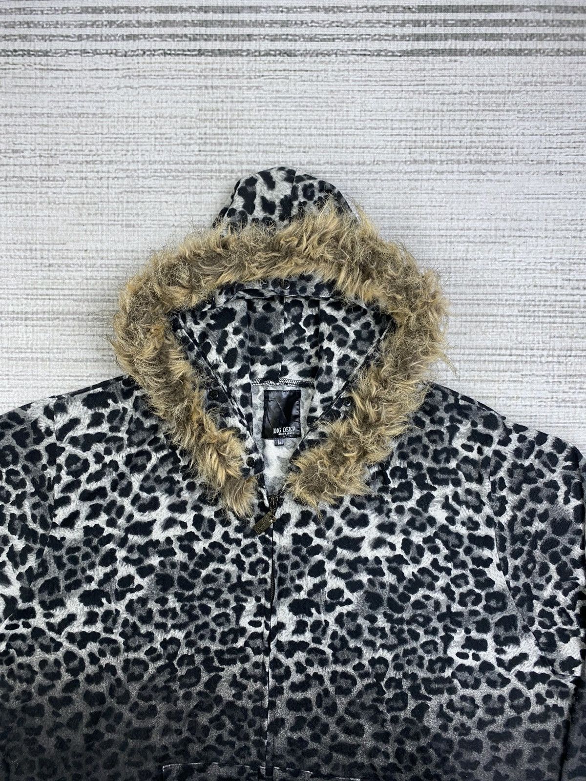 Black Label × Le Grande Bleu (L.G.B.) × Vintage Vtg Dig Deep Black Label Leopard Punk Style Faux Fur Hoodie Size US XL / EU 56 / 4 - 6 Thumbnail