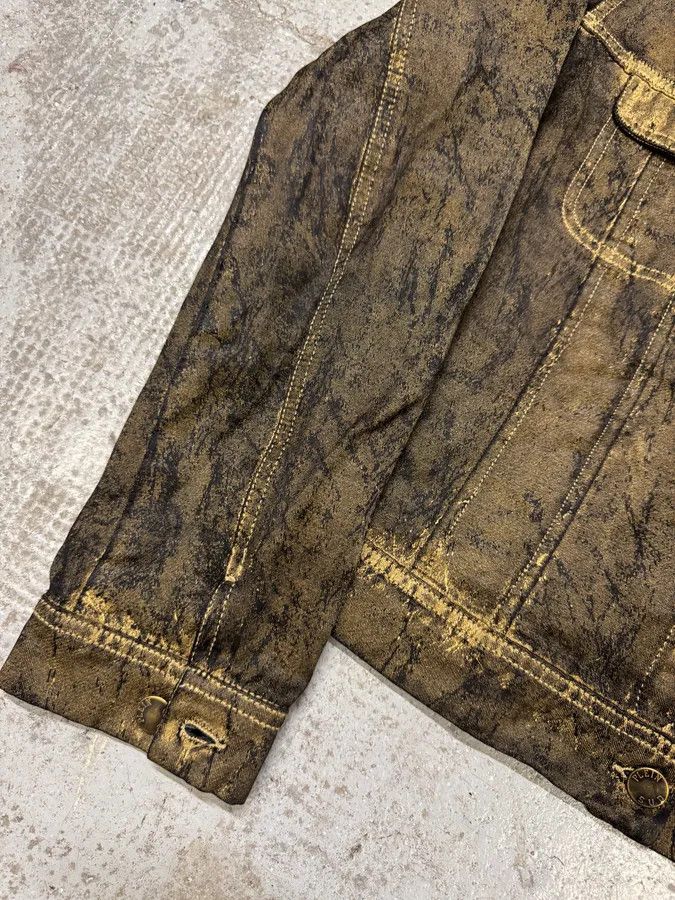 Vintage 2000s Plein Sud Olive Painted Effect Eroded Jacket Size S / US 4 / IT 40 - 6 Thumbnail