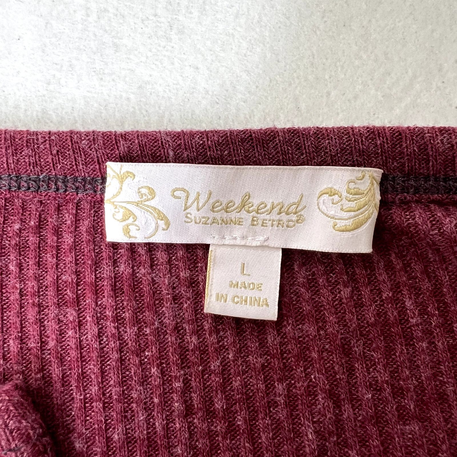 Other Suzanne Betro Long Sleeve Ribbed Top Size L / US 10 / IT 46 - 6 Thumbnail