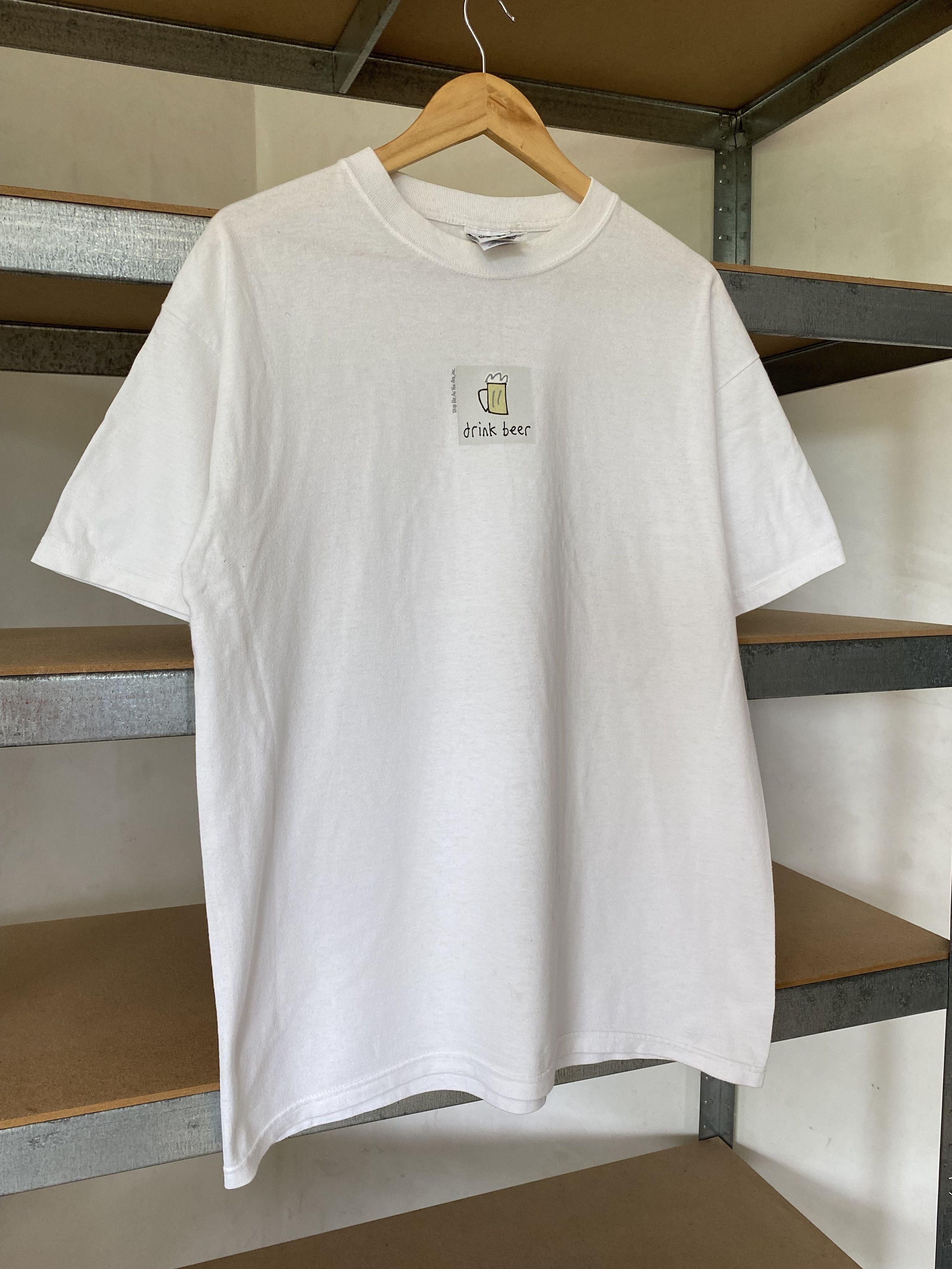 Vintage Be As You Vintage 2001 Drink Beer White Tee Size US L / EU 52-54 / 3 - 3 Thumbnail