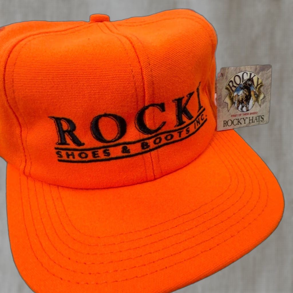 Vintage VINTAGE Rocky Boots Hat Cap Snapback Trucker Hunting Blaze Orange 90s Y2K Mens Size 44L - 1 Thumbnail