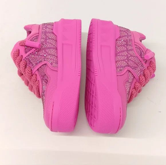 Valentino Valentino One Stud Fuchsia Sneakers w/ Iconographe Crystals Size US 7 / IT 37 - 5 Thumbnail