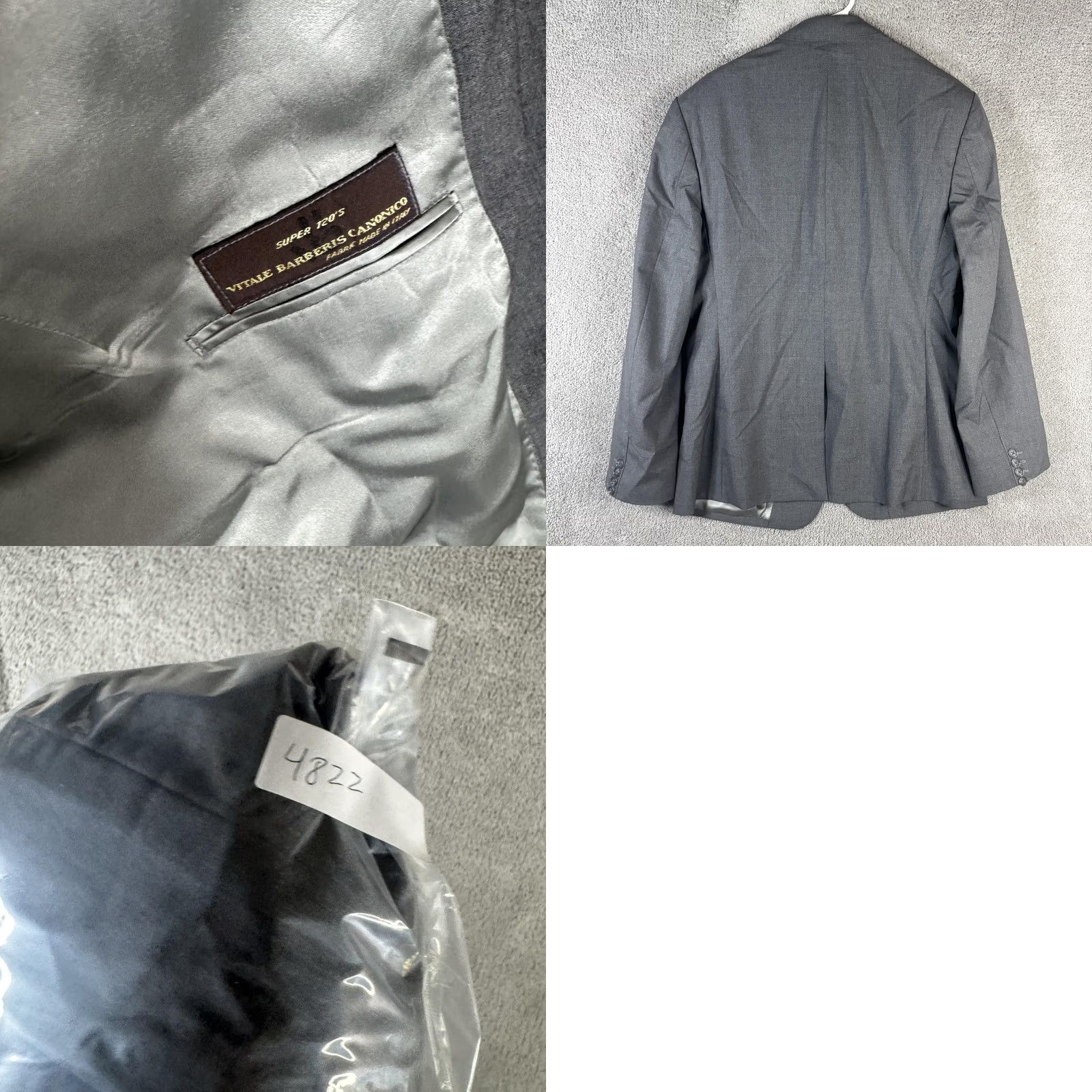 Vintage Vitale Barberis Canonico Gray Wool Blazer Mens L Notch Lapel Single-Breasted 4-Button Cuffs Classic Fit Jacket Size 42R - 9 Thumbnail