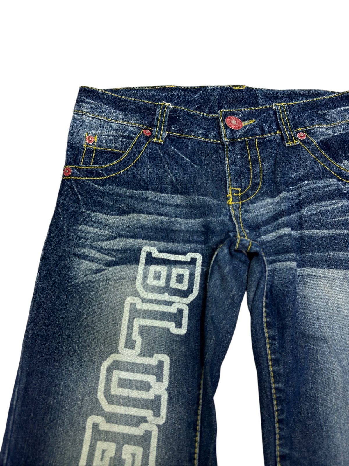 Hysteric Glamour Blue Moon Straight Cut Low Rise Jeans Y2K Graphic Denim Size US 31 - 4 Thumbnail