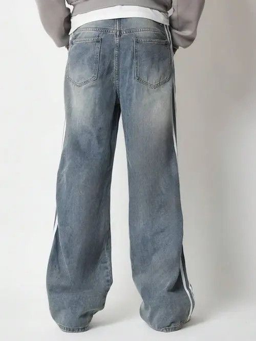Jean Vintage Loose fit Stripe Y2k Jeans Denim Size US 32 / EU 48 - 2 Thumbnail