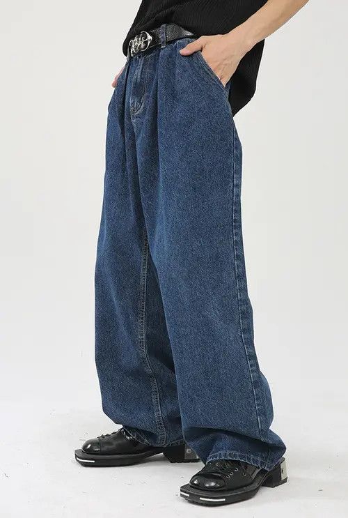 Other Dark blue wide-leg loose straight-leg floor-length jeans Size US 32 / EU 48 - 8 Thumbnail