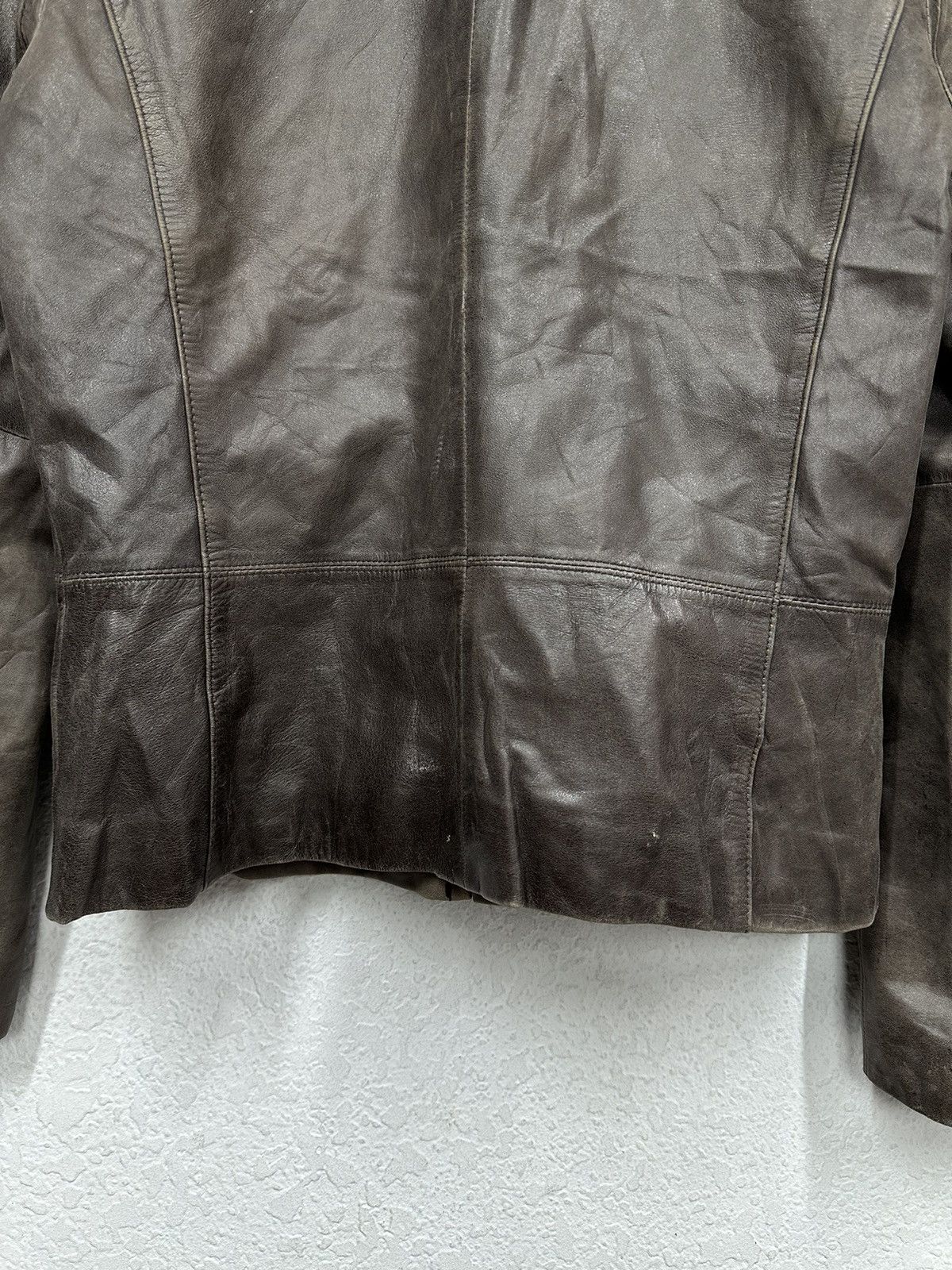 Junya Watanabe Vintage Leather Metal Zip Cropped Japan Jacket Moto Biker Size S / US 4 / IT 40 - 13 Thumbnail