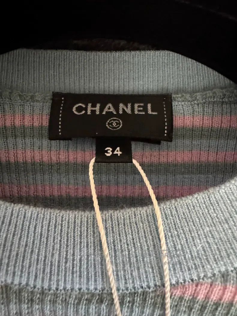 Chanel Chanel Purple striped cartoon pattern knitted short sleeve Size XXS / US 00 / IT 34 - 3 Thumbnail