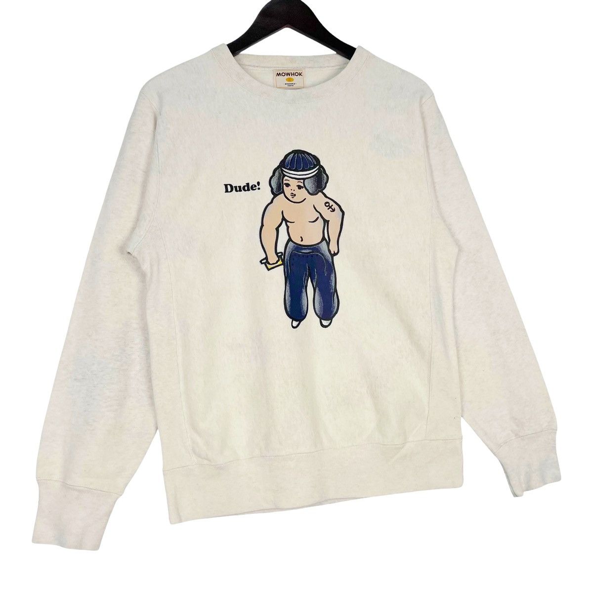 Vintage Vintage Mowhok White Pullover Jumper M Size US L / EU 52-54 / 3 - 3 Thumbnail