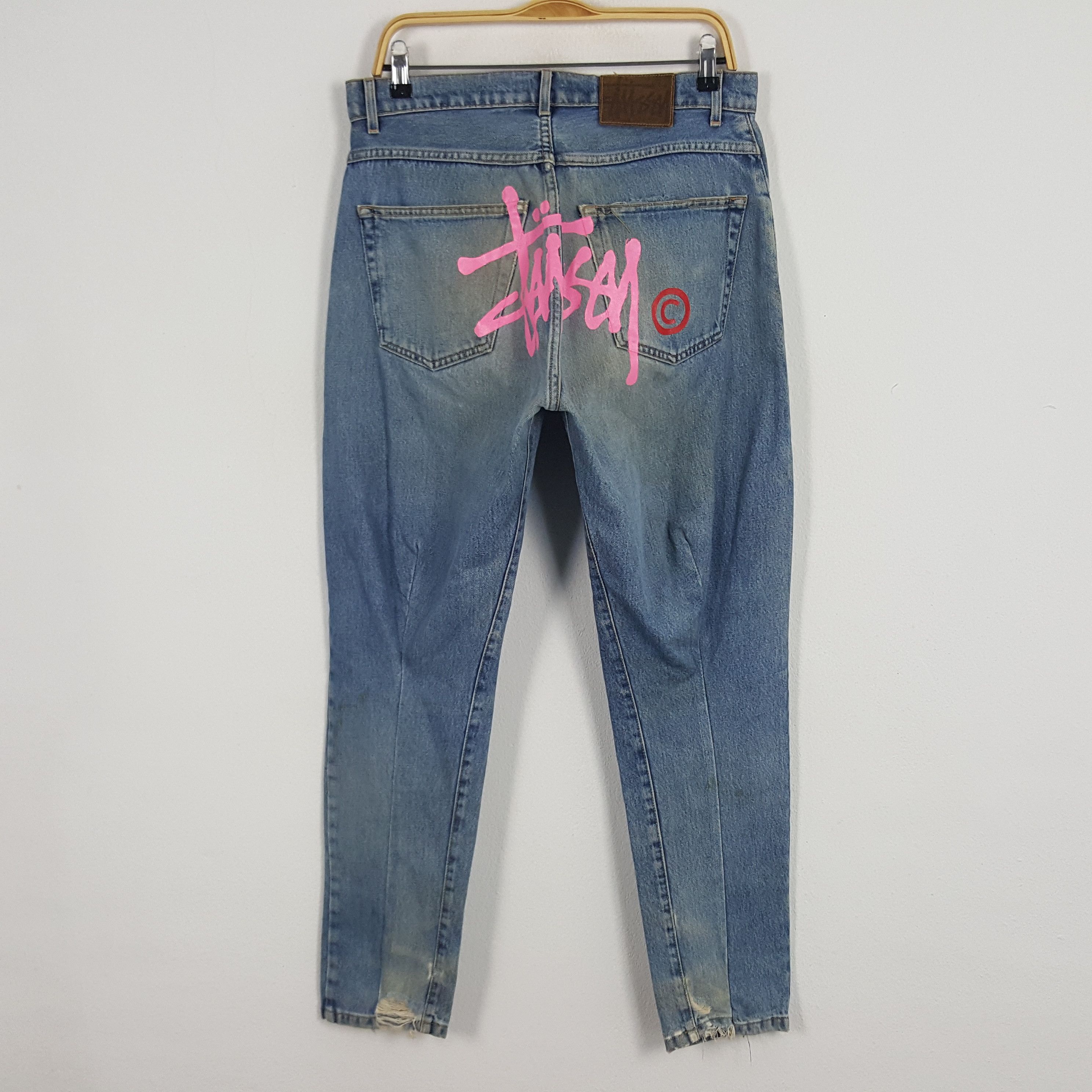 Stussy × Vintage Vintage Stussy USA Custom Art Logo Slimfit Denim Jeans Size 32" / US 10 / IT 46 - 1 Thumbnail