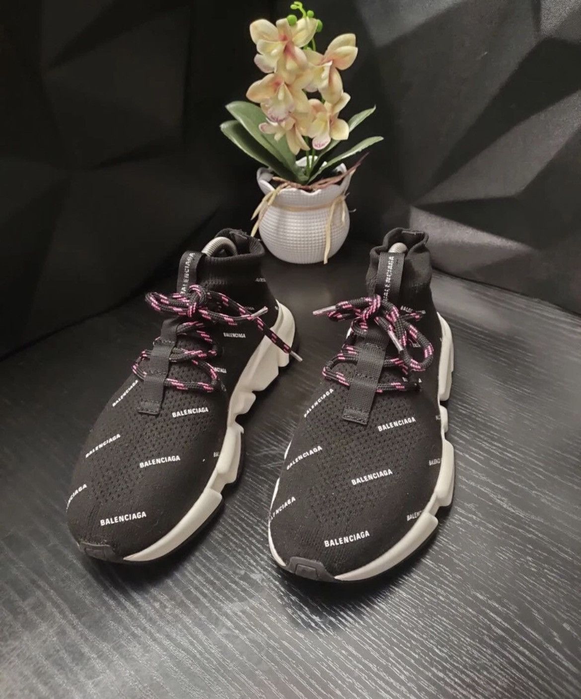 Balenciaga Speed Knit Trainer Black Sneaker Shoes Women's