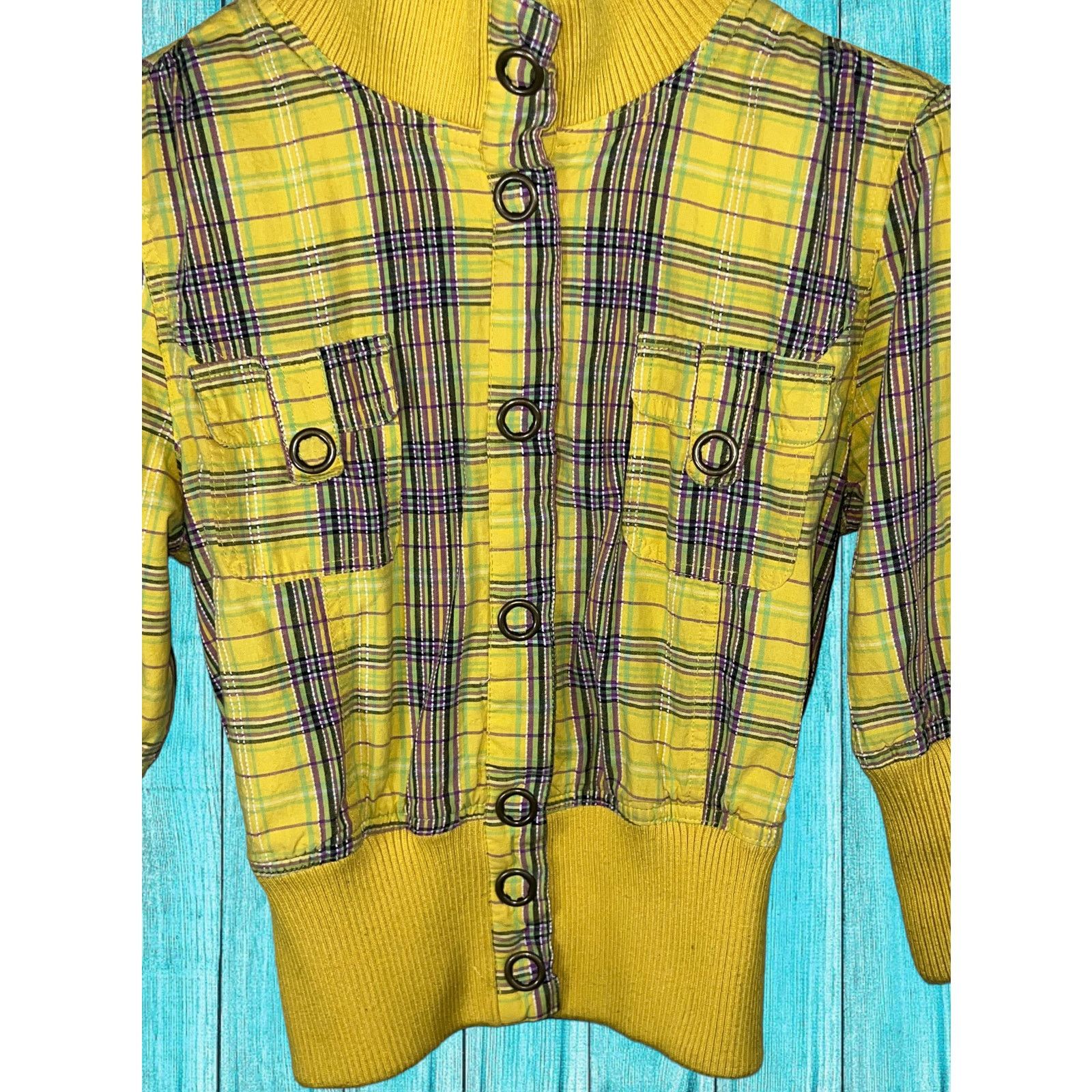 Forever 21 Forever 21 Yellow Button Jacket Blazer Size L / US 10 / IT 46 - 2 Thumbnail