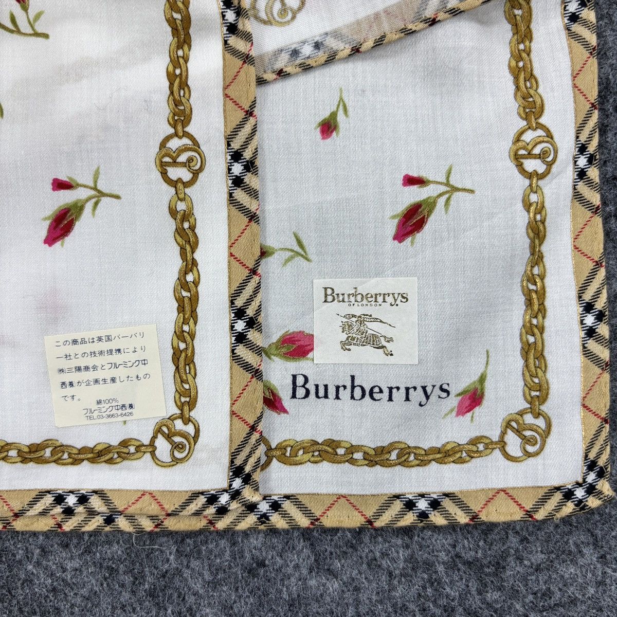 Burberry × Vintage Handkerchief # E003 # Bandana # Neckerchief Size ONE SIZE - 3 Thumbnail