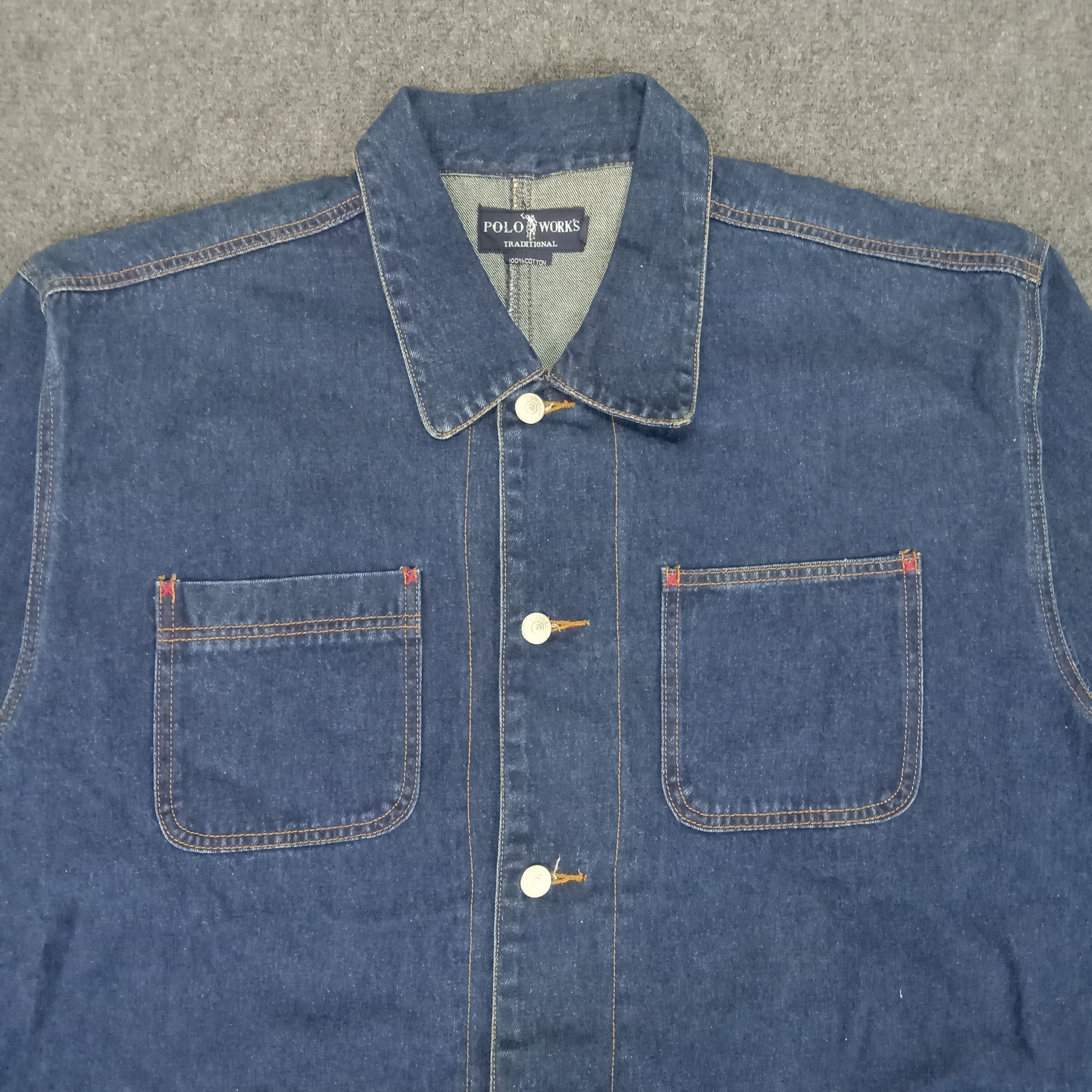 Polo Ralph Lauren × Vintage Polo Works Traditional Workwear Denim Jacket Size US L / EU 52-54 / 3 - 3 Thumbnail