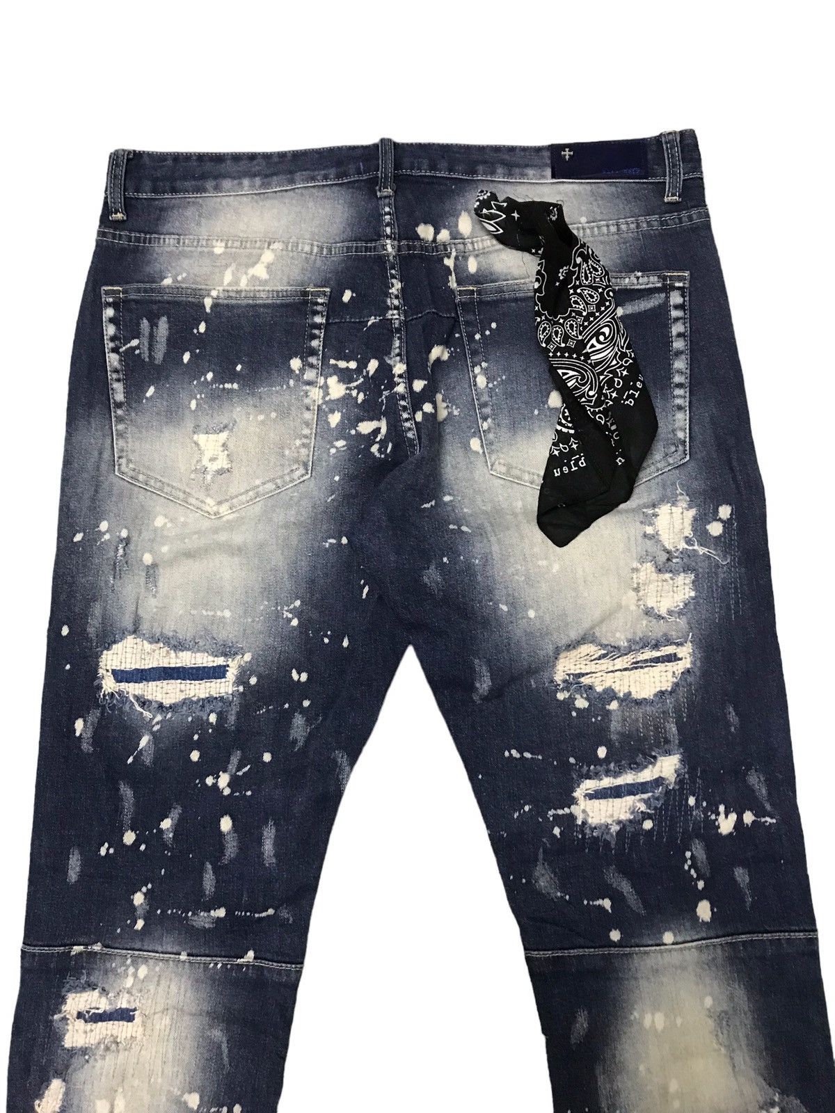 Seditionaries 🔥🔥VERY RARE🔥🔥Bleu Noir Cross Patchwork Distressed Jeans Size US 37 - 10 Thumbnail