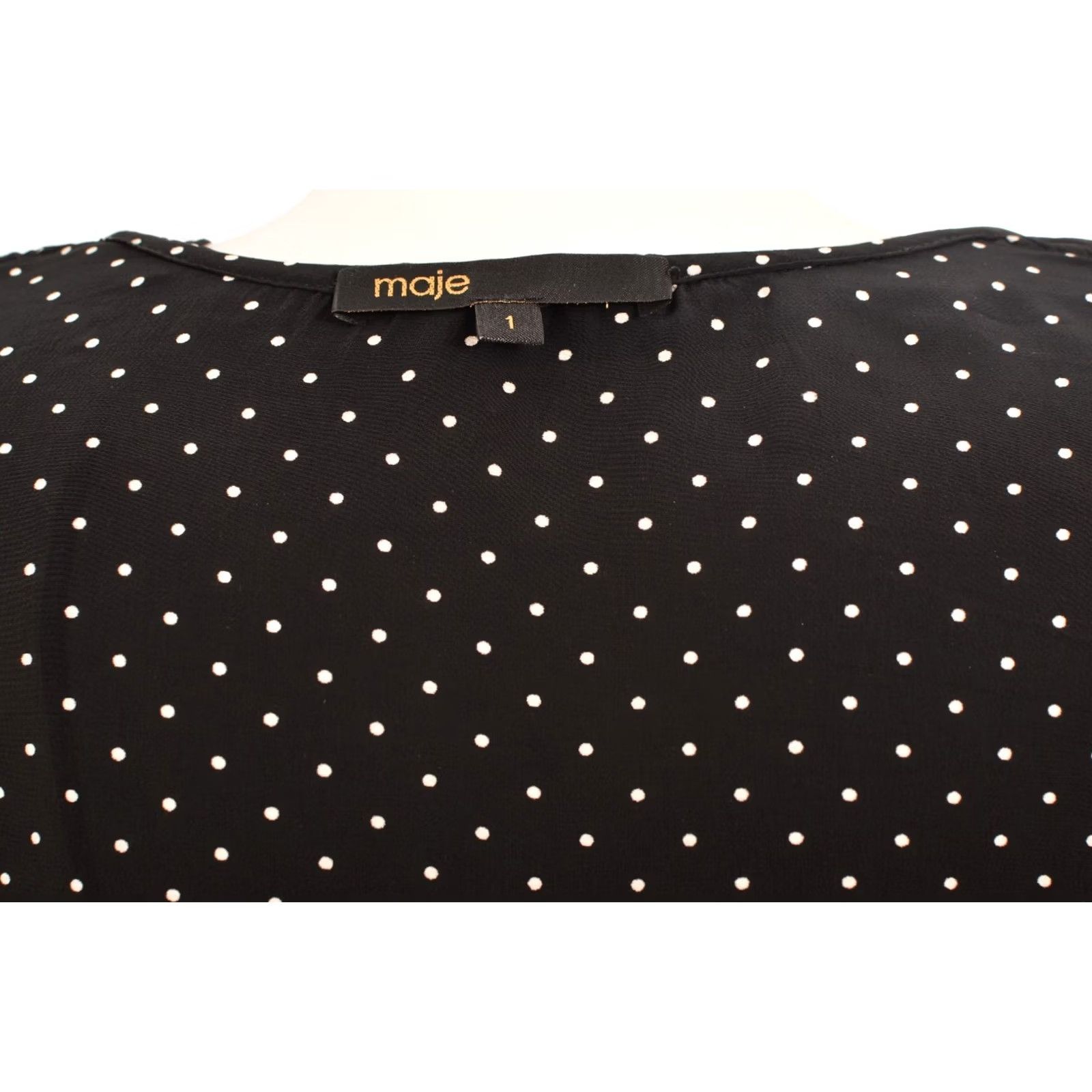 Maje Maje Blouse Shirt Viscose Polka Dot Made in Tunisia Size 1 Black Womens Size XS / US 0-2 / IT 36-38 - 6 Thumbnail