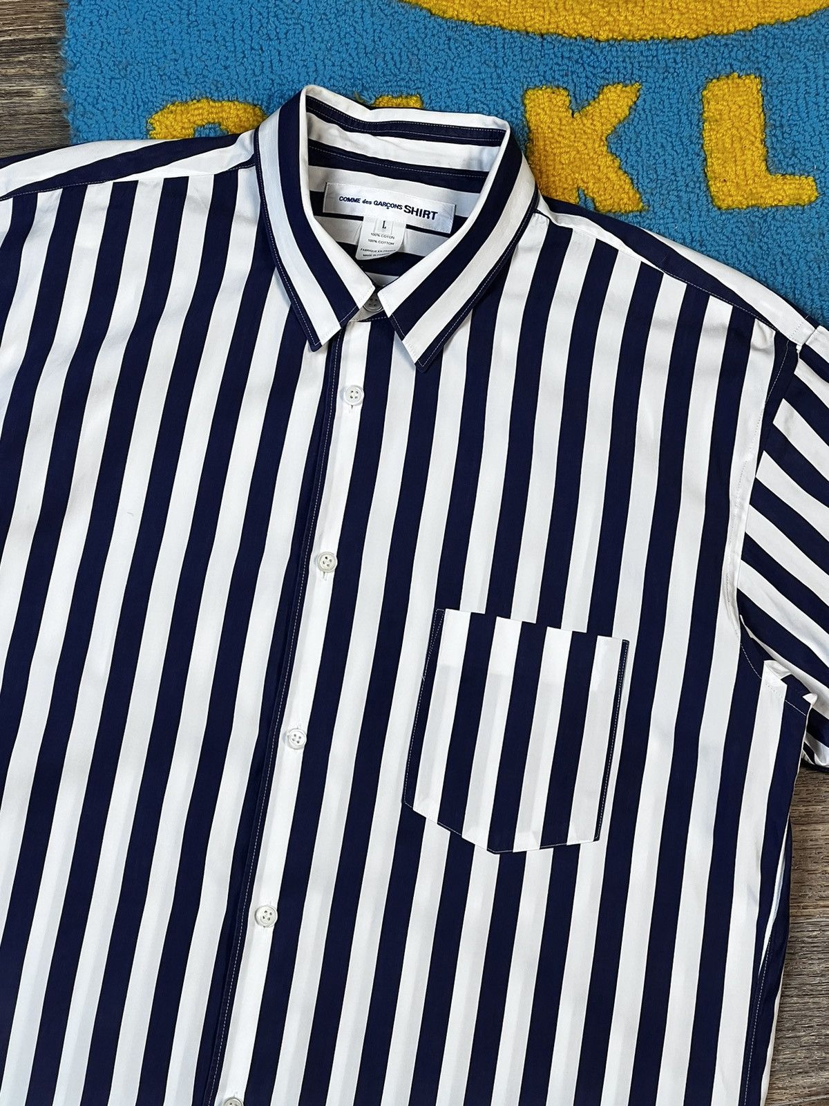 Comme des Garcons SHIRT × Vintage Comme Des Garçons SHIRT Stripped Blue Buttons Up Shirt Size US L / EU 52-54 / 3 - 4 Thumbnail