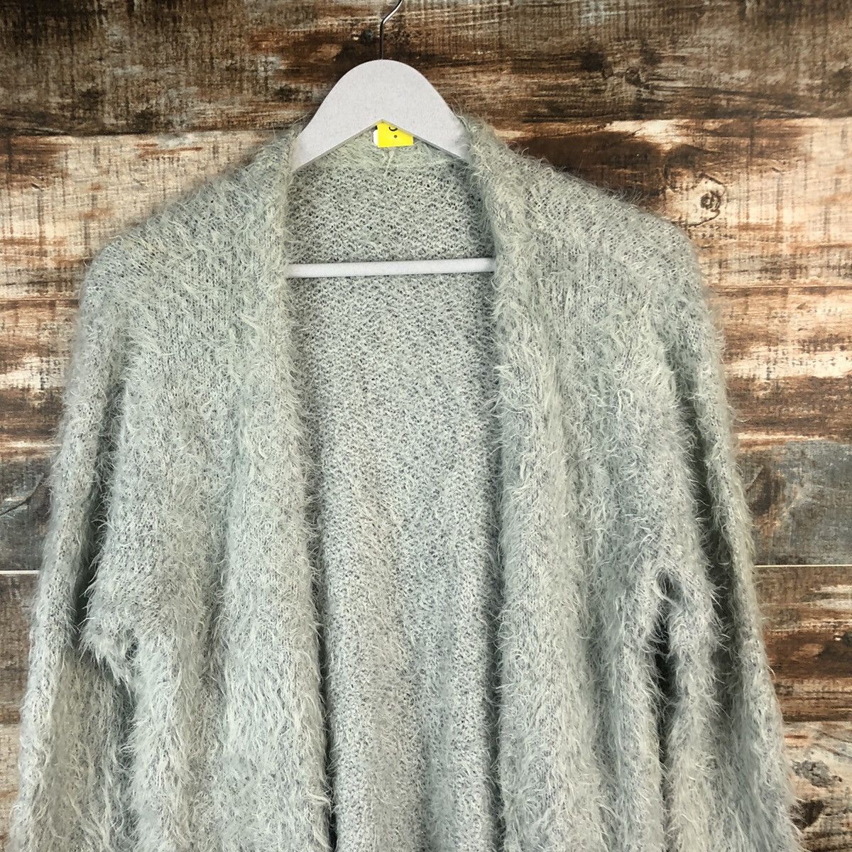 Homespun Knitwear DLL VIS Green fur shaggy mohair Cardigan Knitwear #C355 Size US M / EU 48-50 / 2 - 4 Thumbnail