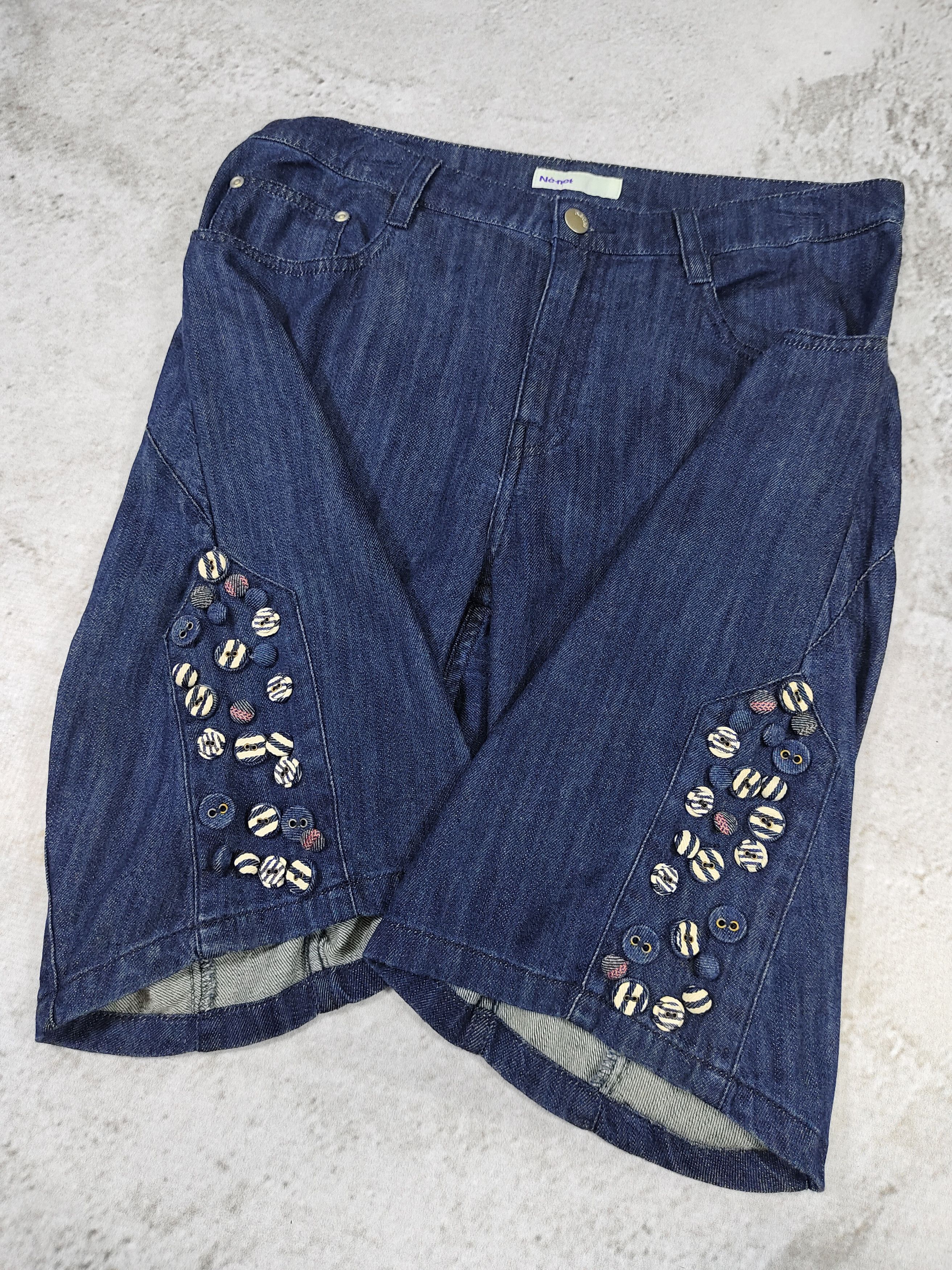 Ne-Net 00s Ne-Net🇯🇵 By Issey Co Buttons Drop Crotch Denim Short Size 32" / US 10 / IT 46 - 1 Thumbnail