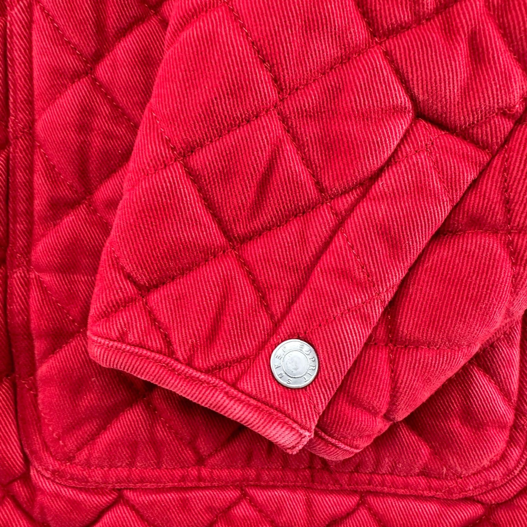 Esprit VINTAGE Esprit Jacket Womens M Red Quilted Diamond Snap Chore Barn Coat 90s Size M / US 6-8 / IT 42-44 - 5 Thumbnail