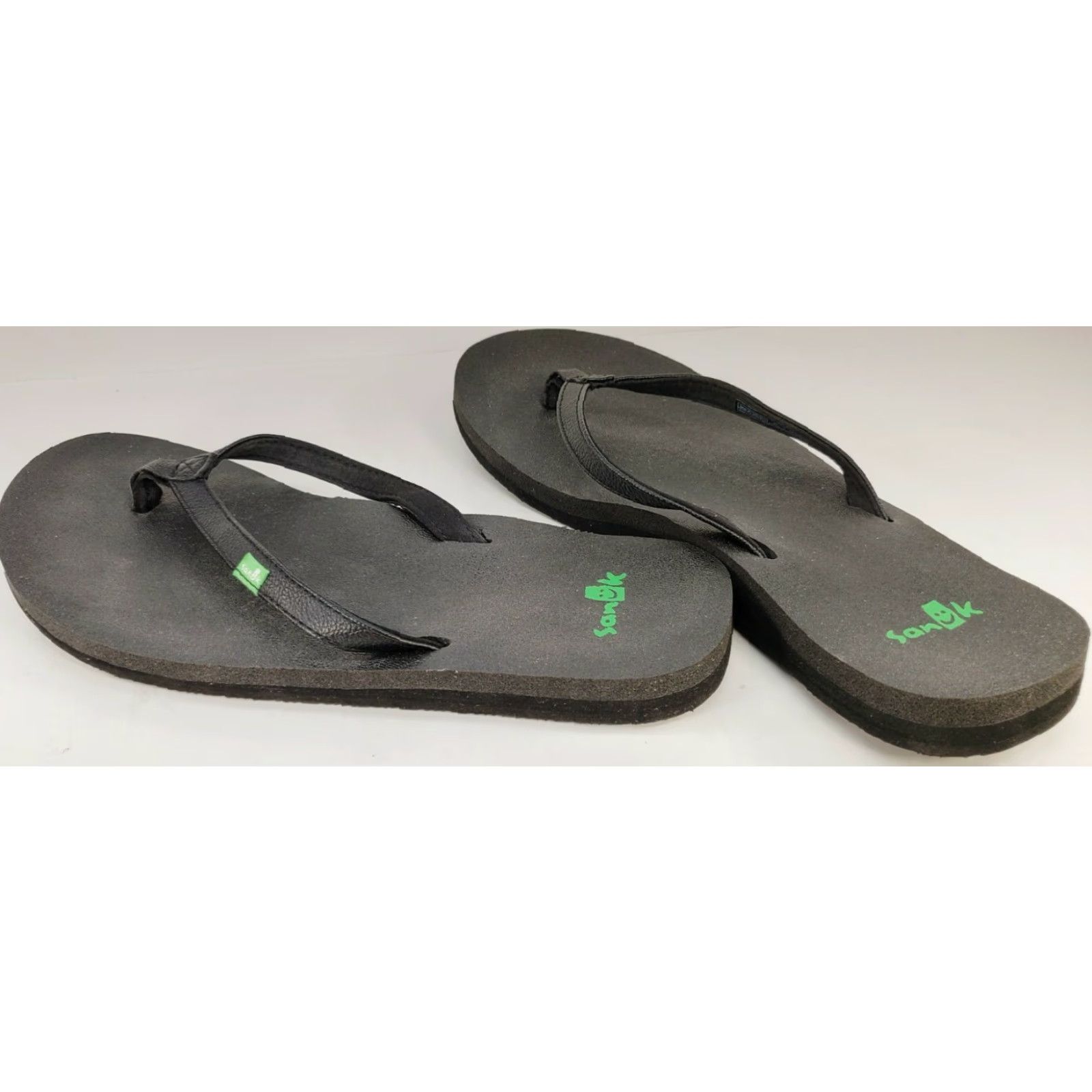 Sanuk Sanuk Yoga Joy Women's 7 Flip Flop Toe Post Sandals Black Deep Teal SWS10275 Size US 7 / IT 37 - 6 Thumbnail